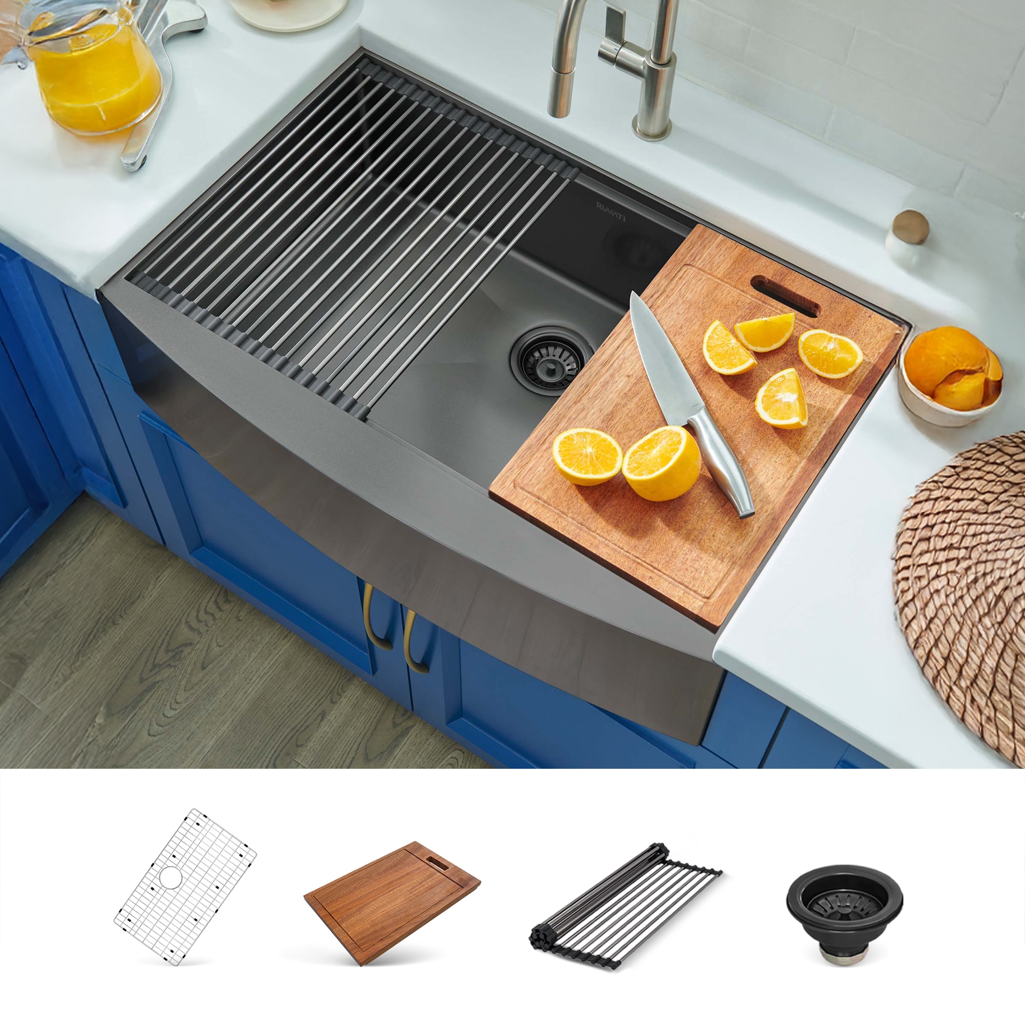 Ruvati RVH9106BL Monaco Undermount 30-Inches x 22-Inches Stainless steel Single bowl 16 -Gauge Kitchen Sink