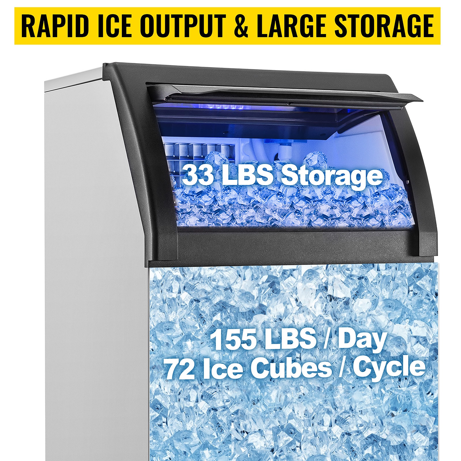 VEVOR 330-lbStorage Ice Maker 450-lb Flip-up Door Freestanding For  Commercial Use Cubed Ice Maker (Separate Shipments) in the Ice Makers  department at
