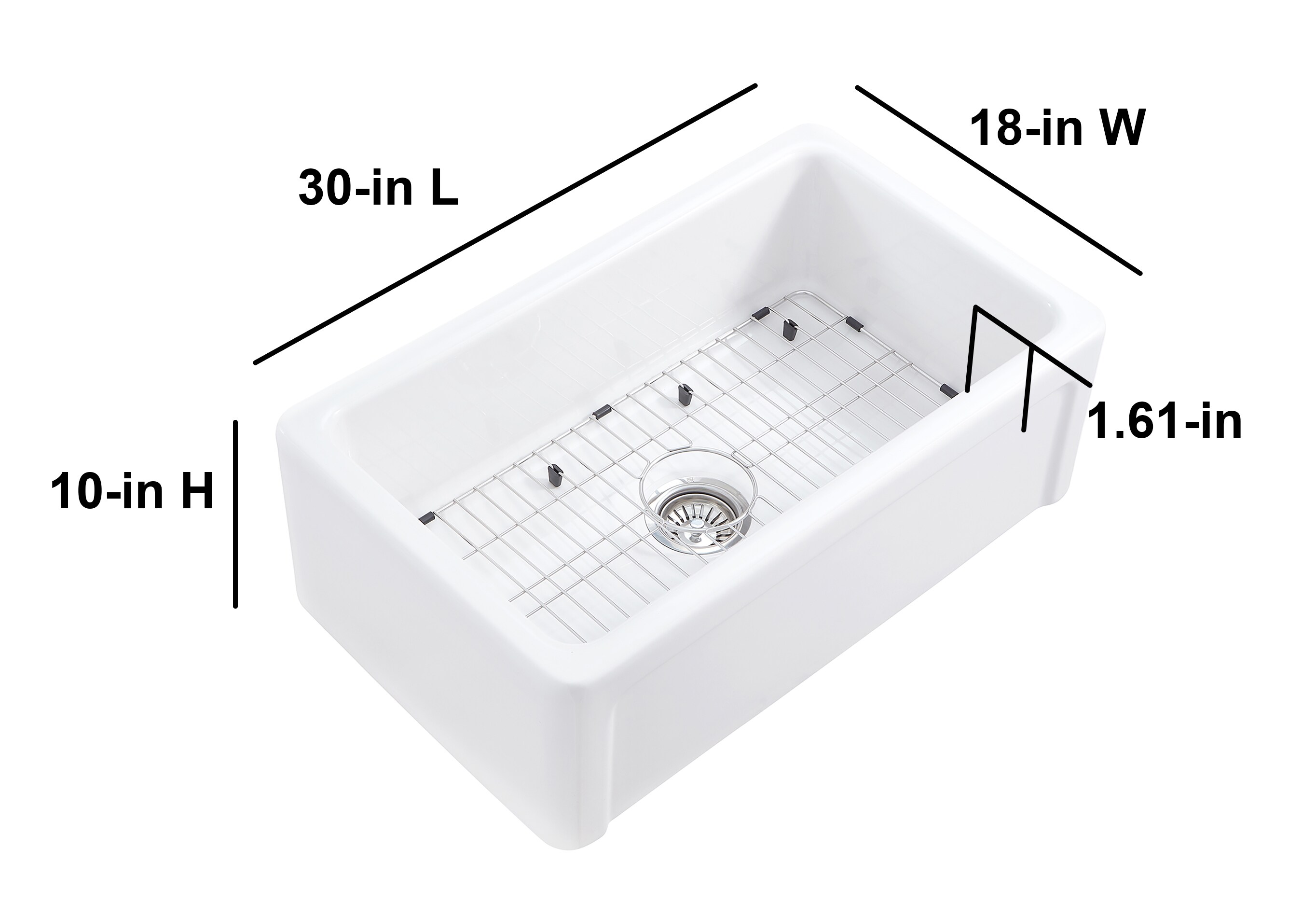 Allen Roth Farmhouse Apron Front 30 In X 18 In White Fireclay Single