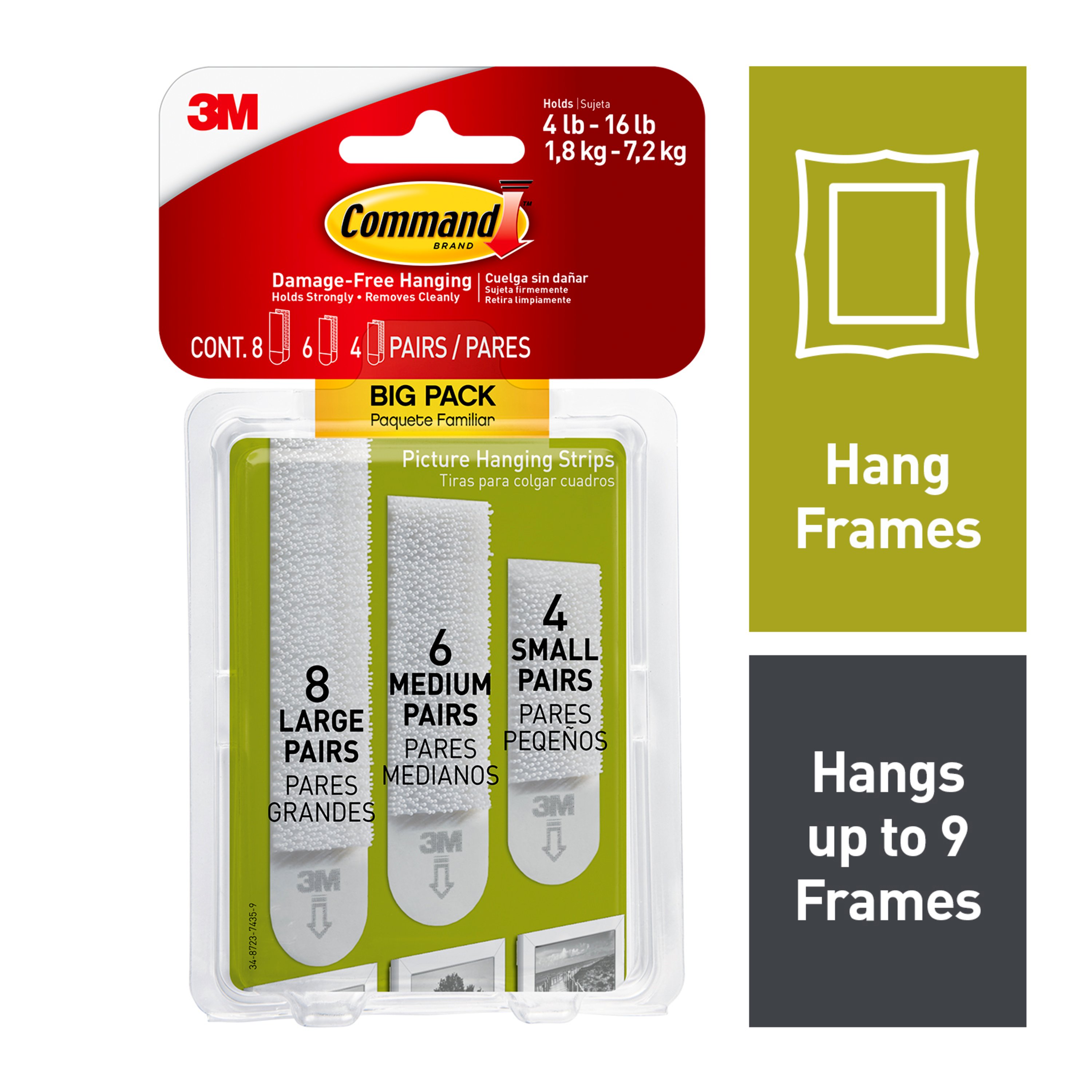 8 Pairs Large 2 Pack Command Picture Hanging Strips Value Pack 4 Pairs Medium