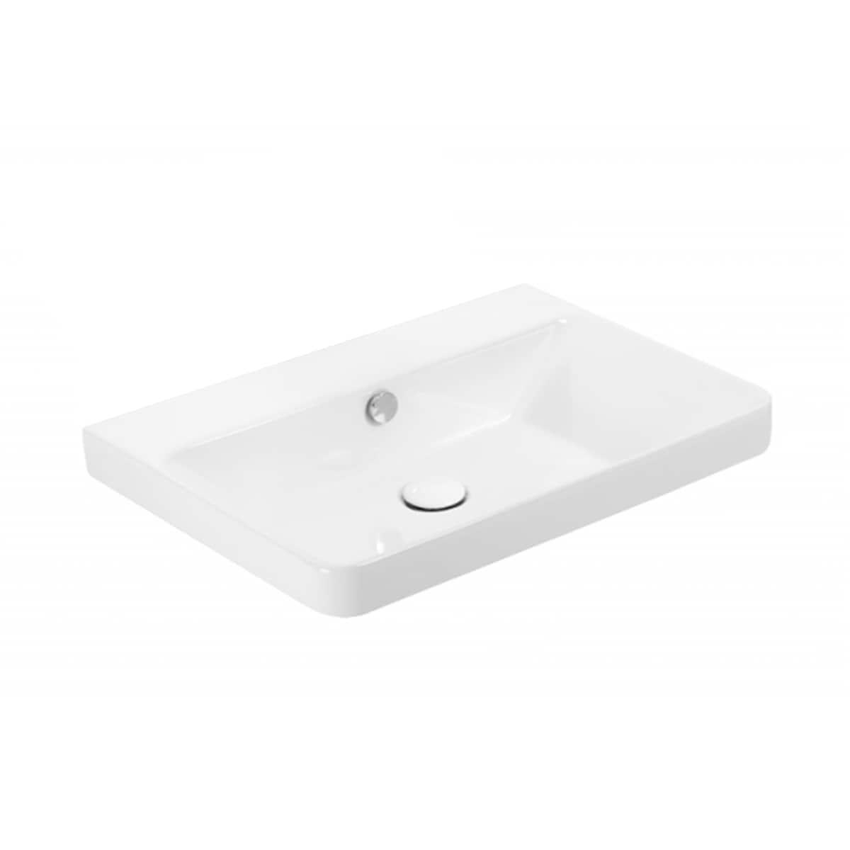 WS Bath Collections LUXURY 70.00 WG Luxury Ceramic 17.7-in Wall-mount Rectangular Modern Glossy White Bathroom Sink