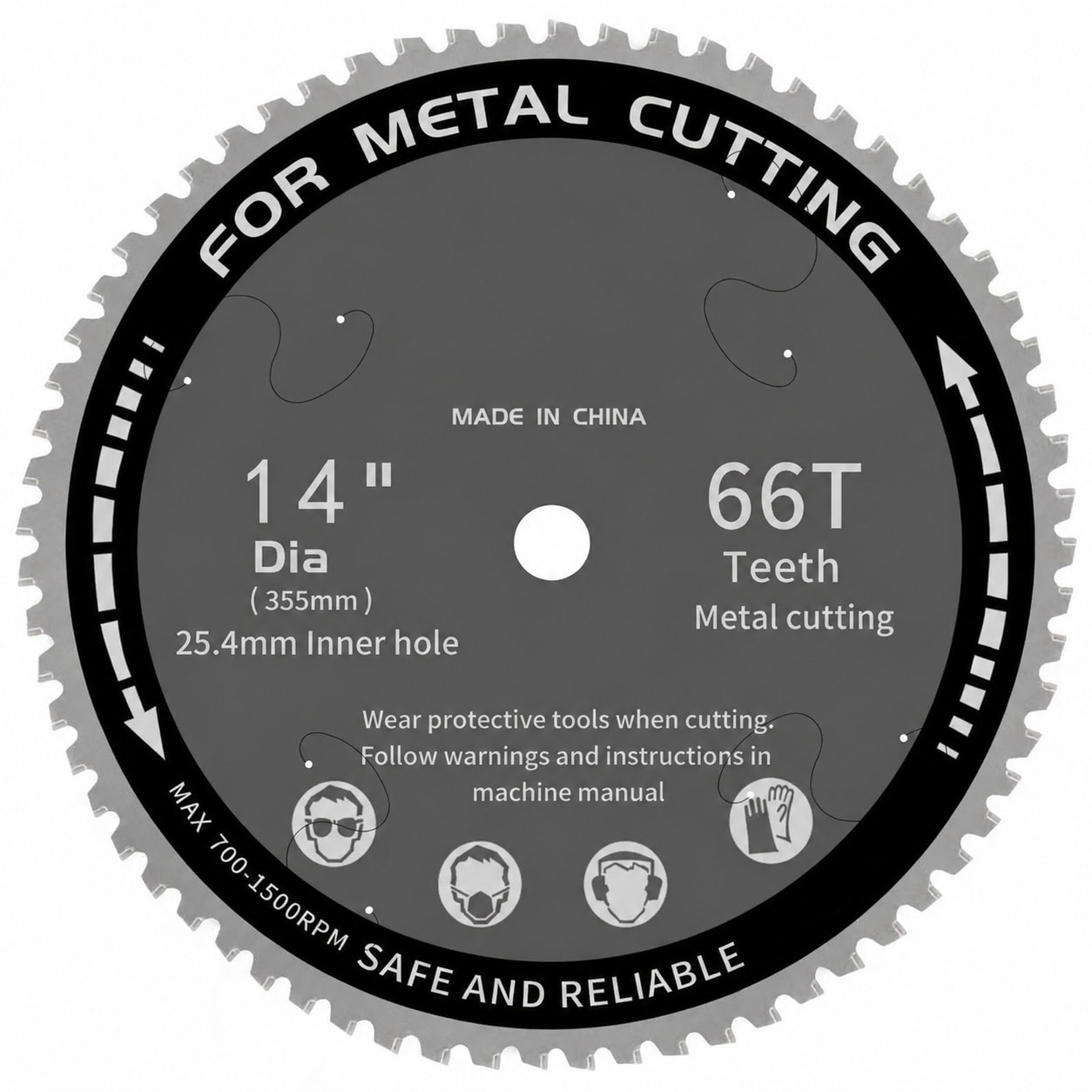 SenQWFa  14 Inch 66 Tooth TCG Cermet Carbide Metal Cutting Circular Saw Blade for Ferrous Steel with One Inch Arbor and Zero Point Zero Nine Inch