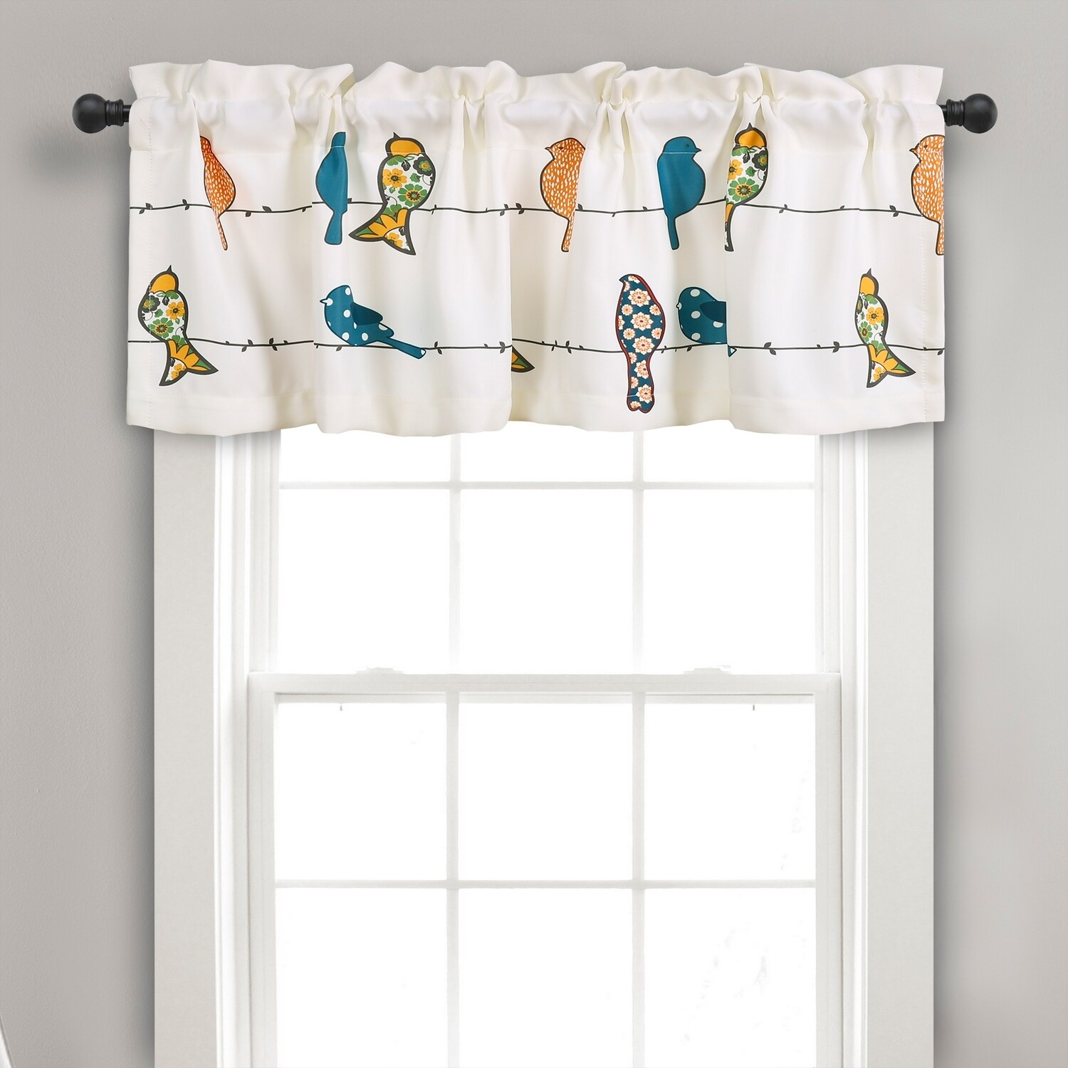 Lush Decor 16T002990 18-Inches Blue/Orange Polyester Rod pocket Valance