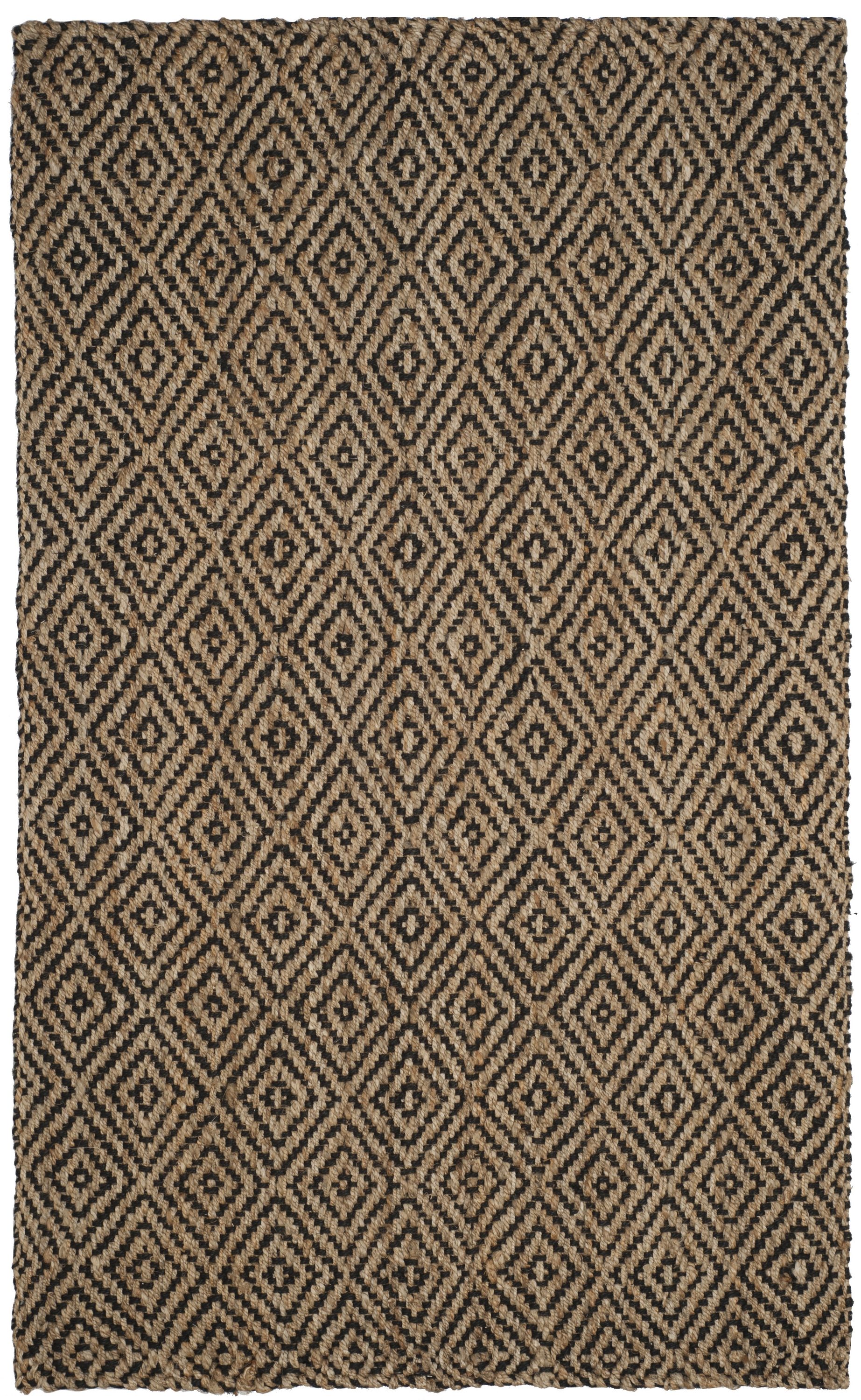 Safavieh NF181C-5 Natural Fiber Shinnecock 5 x 8 (ft) Jute Natural/Black Rectangular Indoor Geometric Coastal Area rug