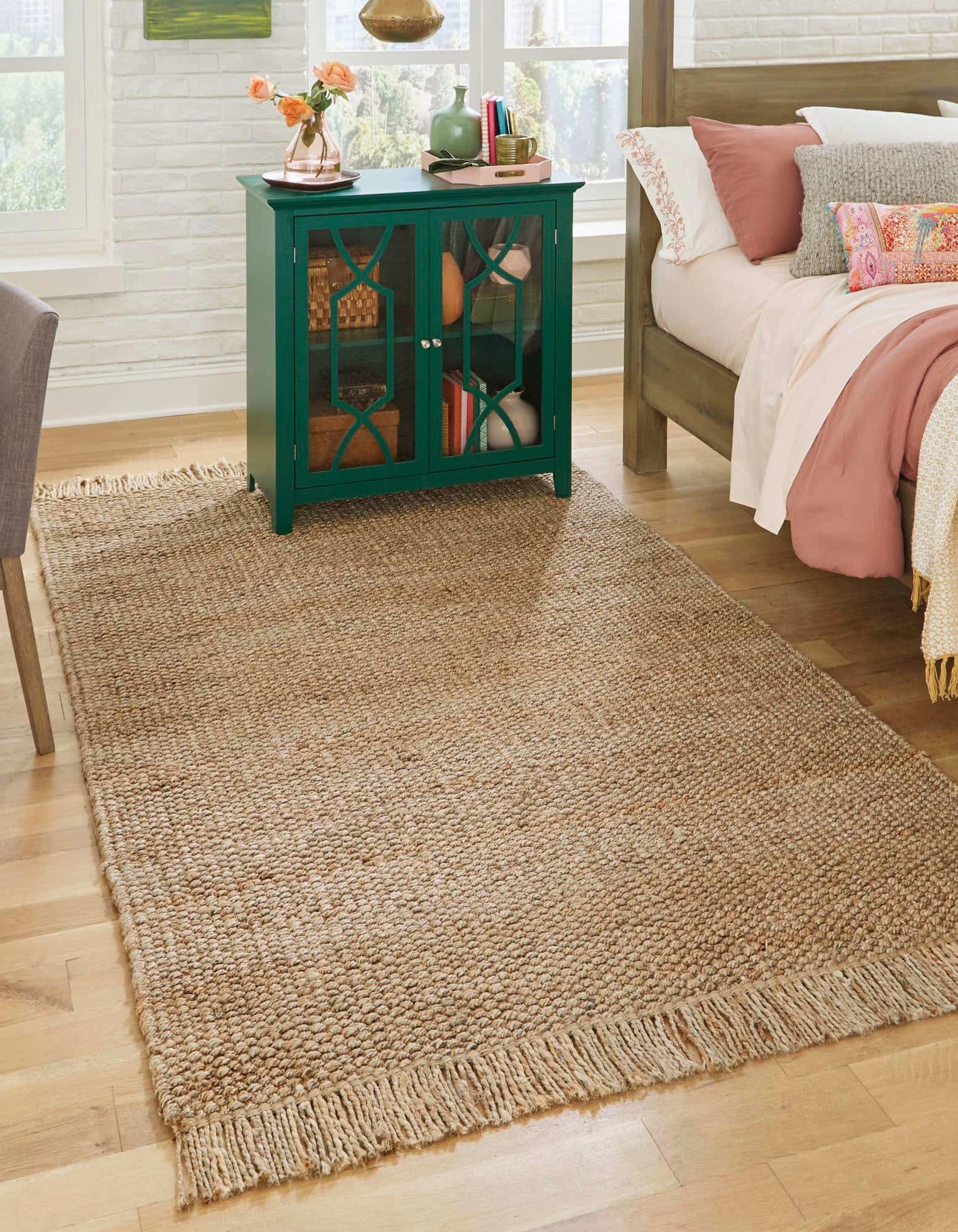 Unique Loom 3138968 Chunky Jute 9 x 12 (ft) Braided Jute Natural Rectangular Indoor Solid Area rug