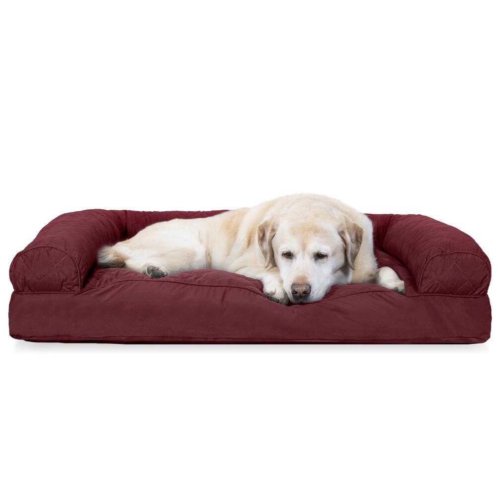 FurHaven Rectangular Wine Red Polyester Pillow Dog Bed (Large) in the ...