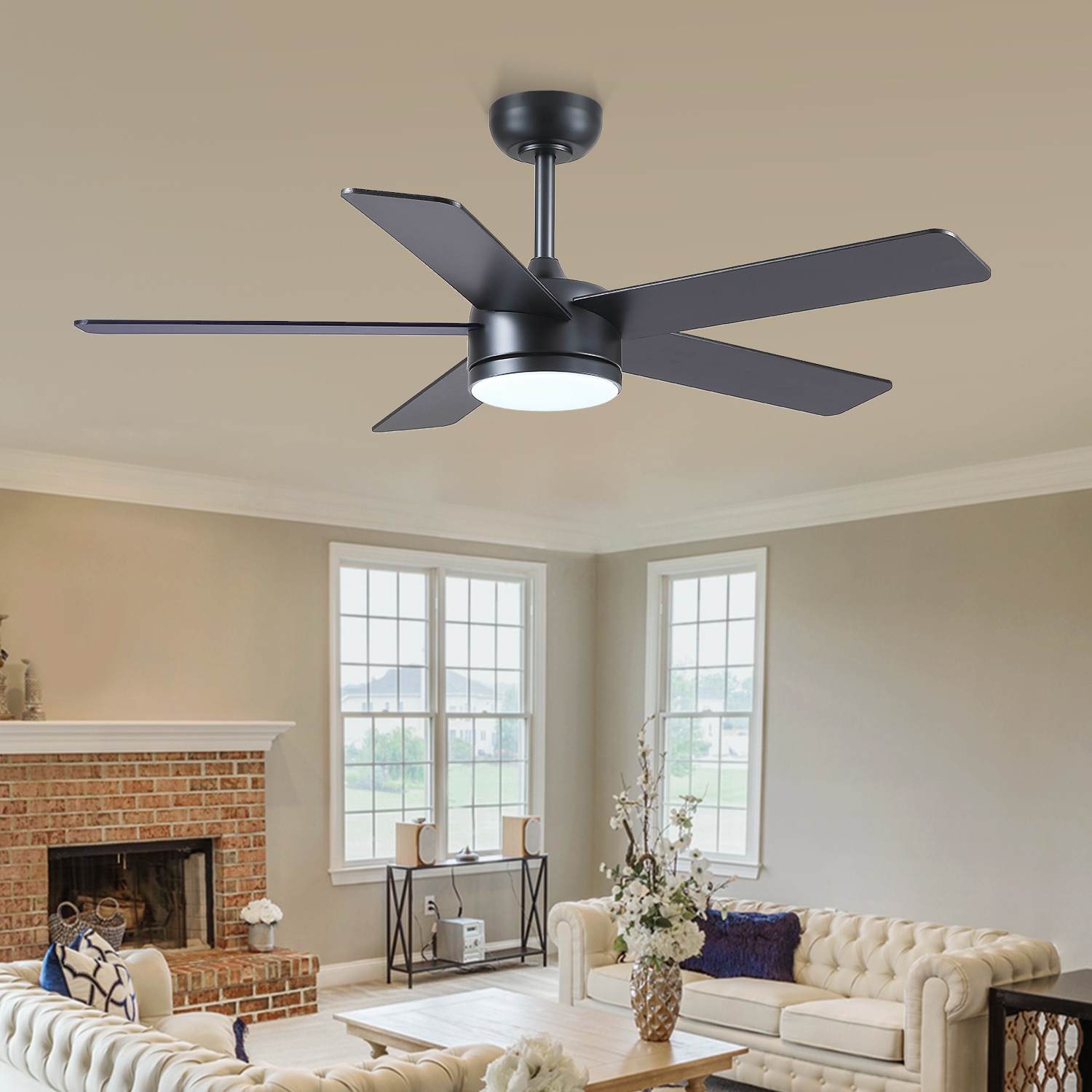 Gleam Flare 46 Inches Black Ceiling Fan with Light and Remote 6 Speed 3 CCT LED Dimmable for Living Room Bedroom Kids Room