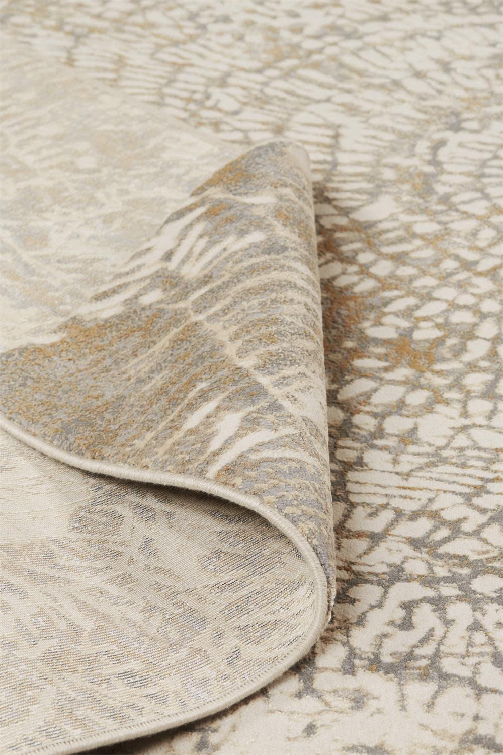 Ivory and Silver Abstract Viscose Area Rug 7.9x10
