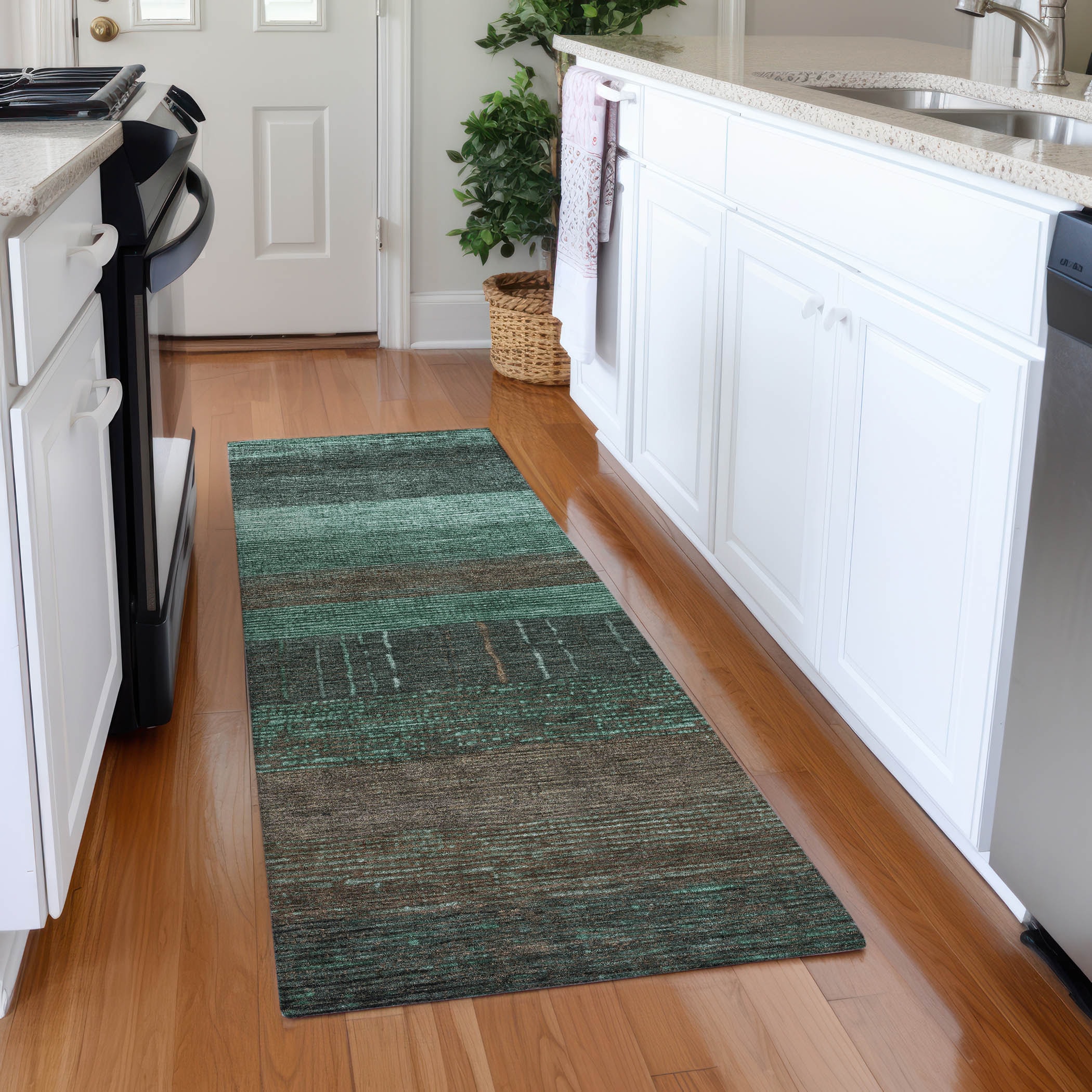 Addison Rugs ACN1572TE2X8 Chantille ACN1572TE 2 x 7 (ft) Polyester Teal Rectangular Indoor/Outdoor Geometric Machine washable Runner rug