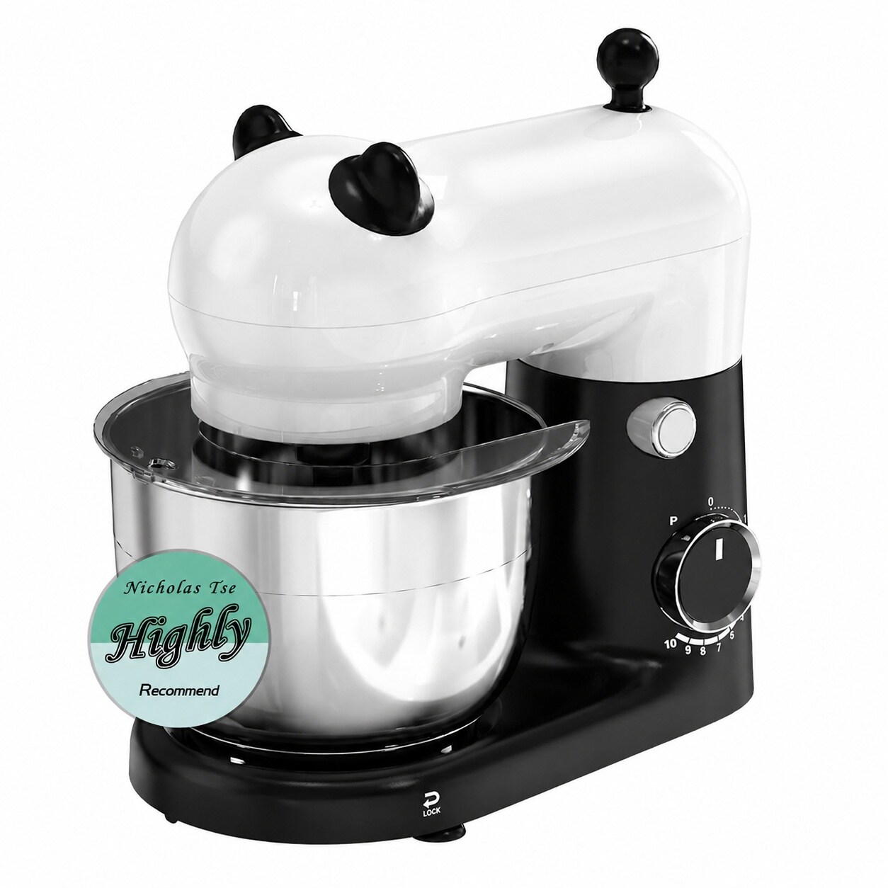 DHMHD Stand Mixer Compact Space-Saving Design Stainless Steel Bowl Powerful Motor Dishwasher Safe Attachments Multi-Speed Control SM2549A Panda #LDH0817X121