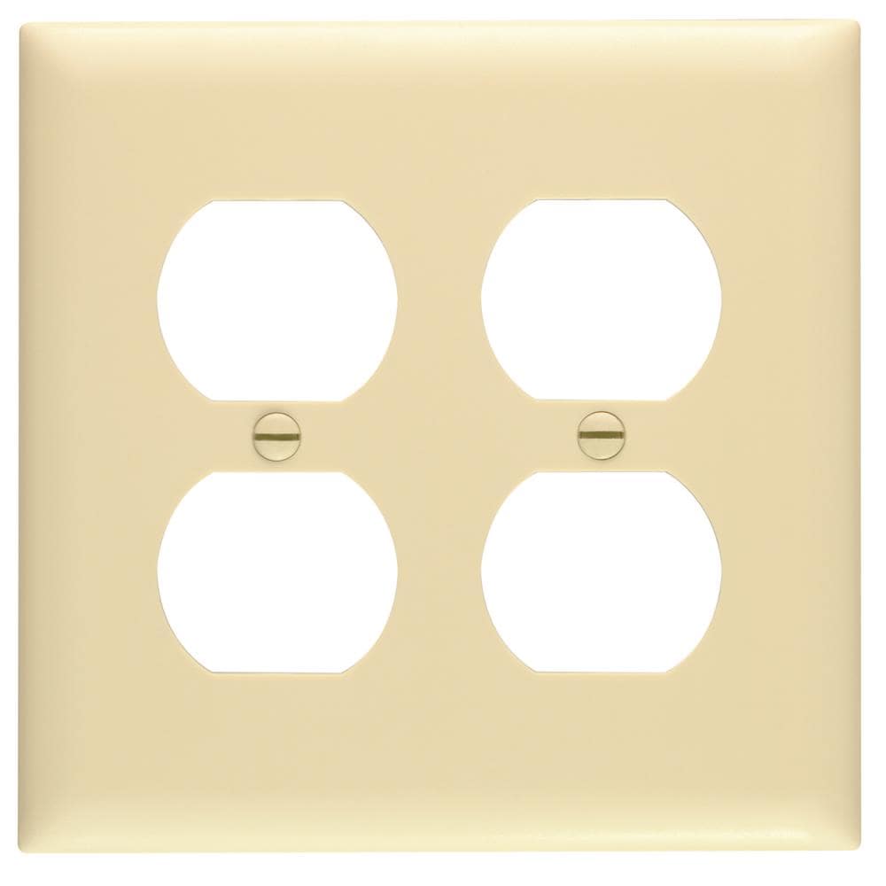 Legrand 2 Gang Ivory Duplex Midsize Wall Plate In The Wall Plates   08971468 