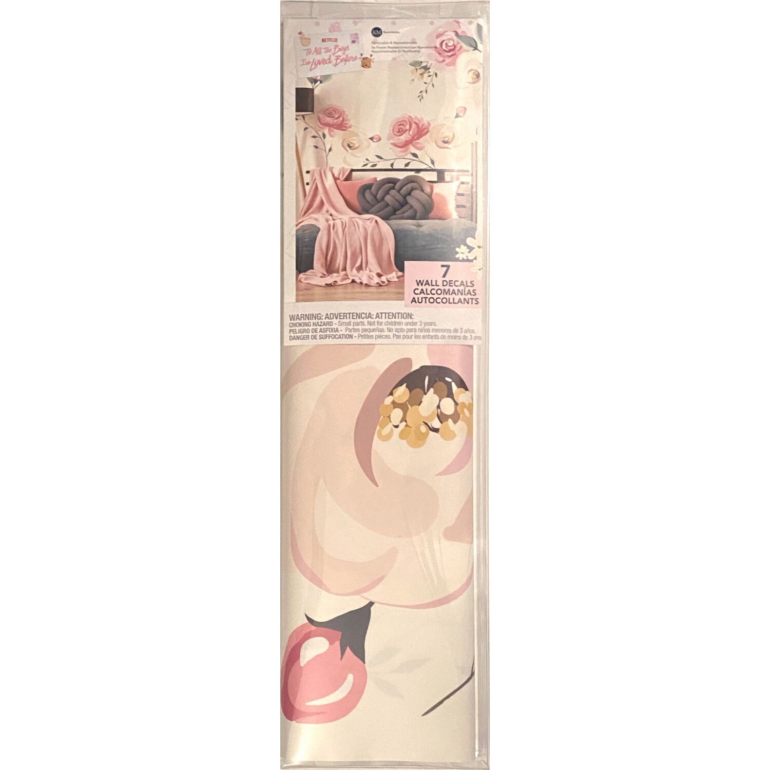 Pink and White Floral Peel and Stick Wall Decals