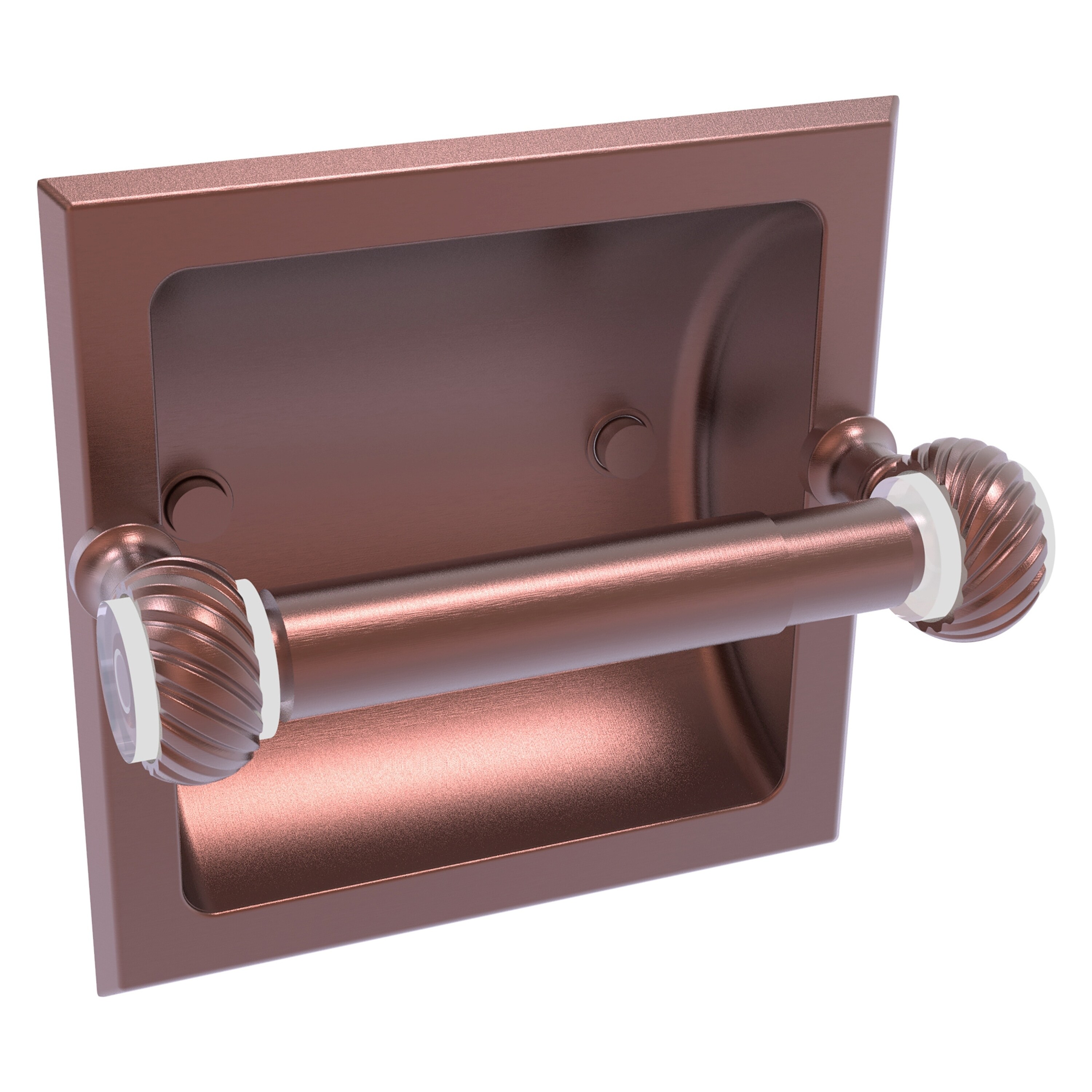 Allied Brass PG-24CT-CA Pacific Grove Antique Copper Recessed Double post Toilet Paper Holder 1 -Rolls with Storage