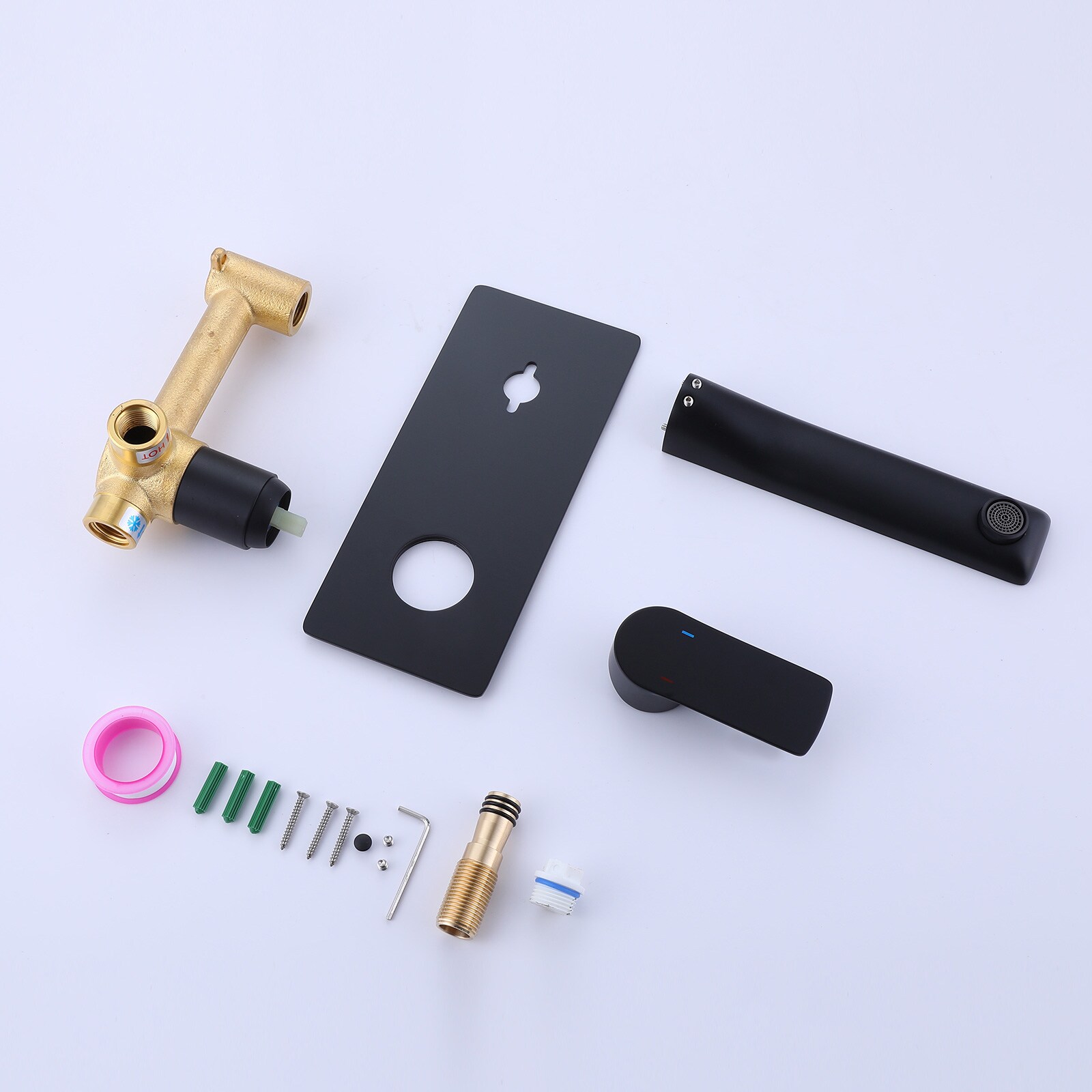 Matte Black Single-Handle Wall-Mount Bathroom Faucet