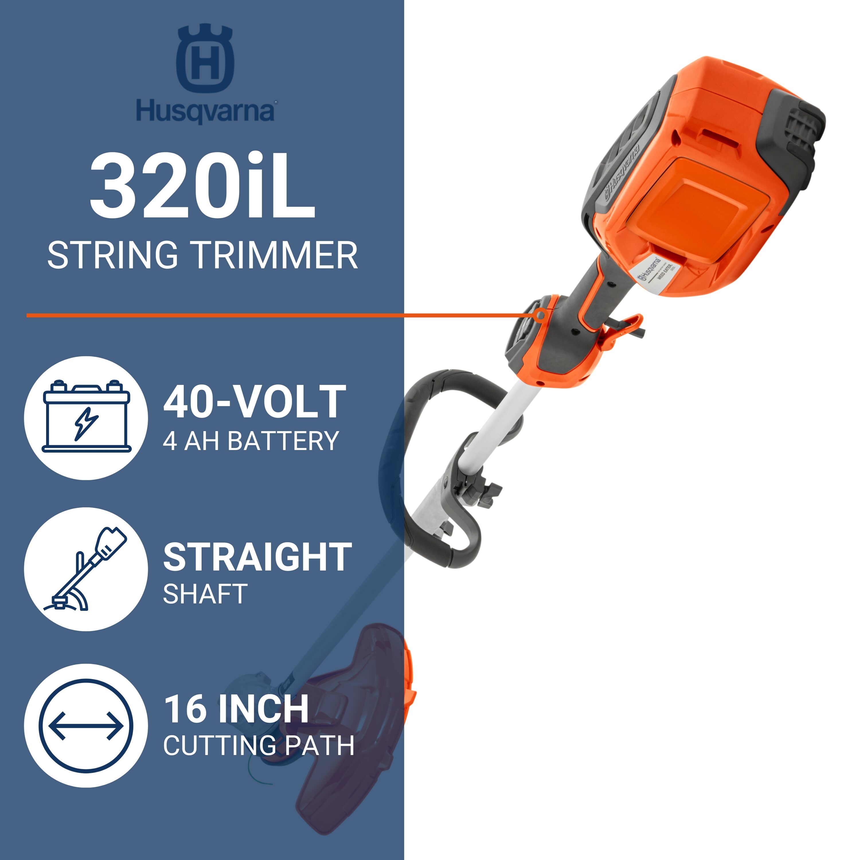 Husqvarna Weed Eater 320iL 40volt 16in Straight Shaft Battery String