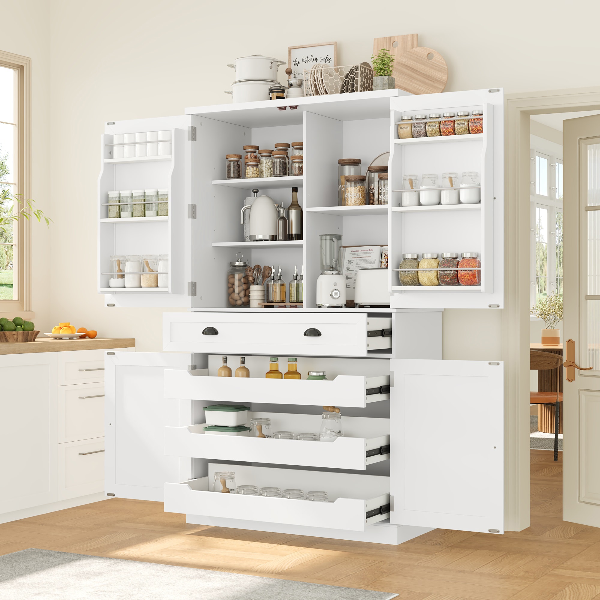 Stone Counter Display Rack Roomfitters 40 Inch Blue Freestanding Kitchen Pantry Cupboard with ...