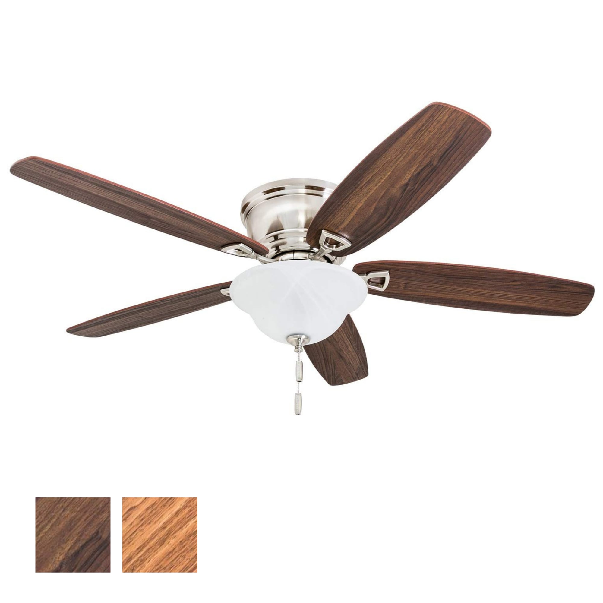 Honeywell 50519-26 Glen Alden 52-in Flush Mount Brushed Nickel with Walnut/Cimmeron Blades Ceiling Fan With Light ( 5 -Blade )