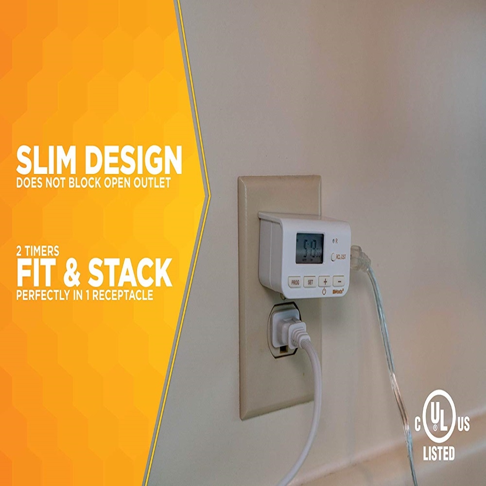 Woods 10 Amp Indoor Plug-In Daily Lamp Slim Fit Simple Set Single