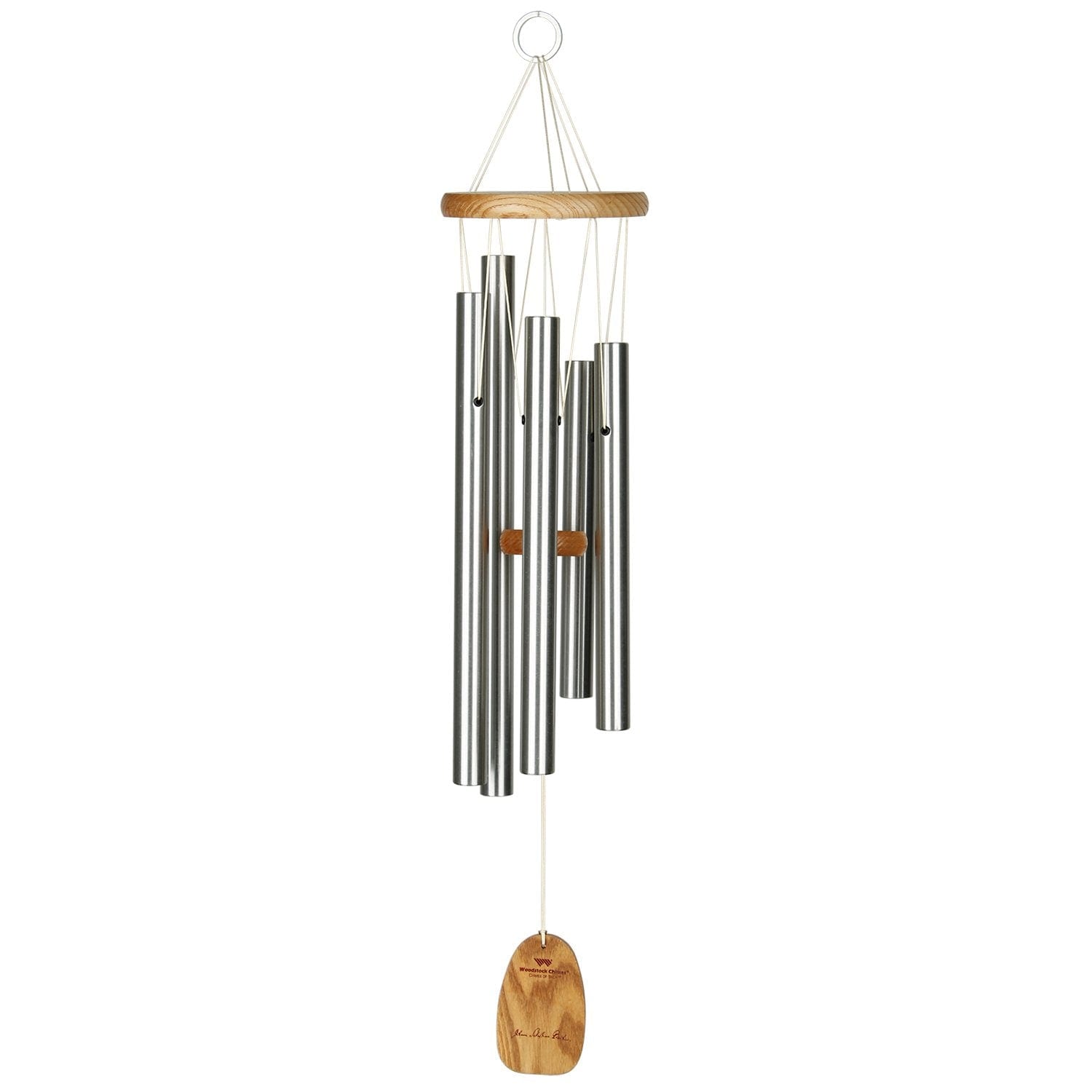 28'' Silver and Wood Metal Wind Chime