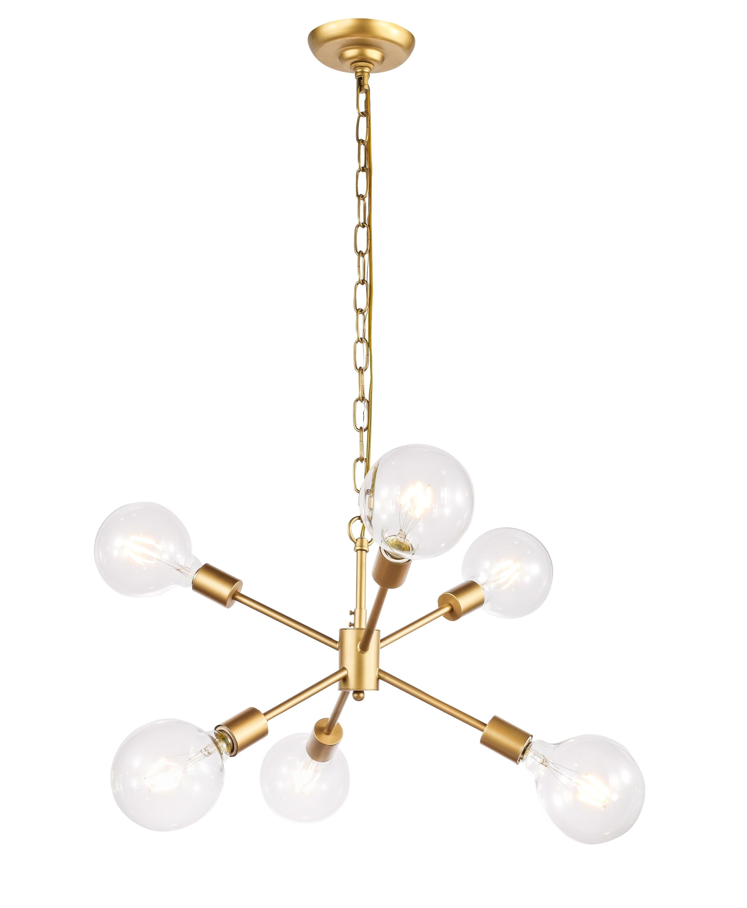 Elegant Decor Home Furnishing 6 -Light Brass Industrial Sputnik Medium Hanging Pendant Light