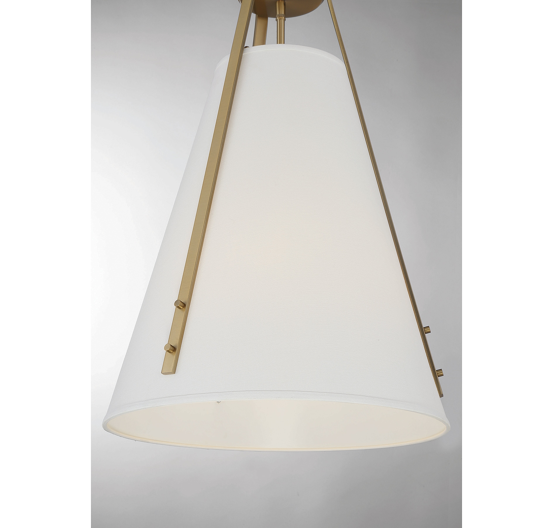 Newport Classic Warm Brass 4-Light Pendant with Soft White Shade