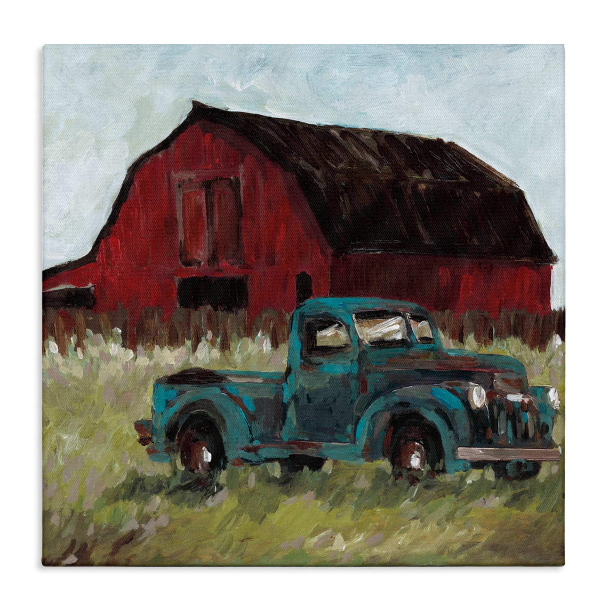 Stupell Industries Truck  Red Barn Canvas Art 30 x 30