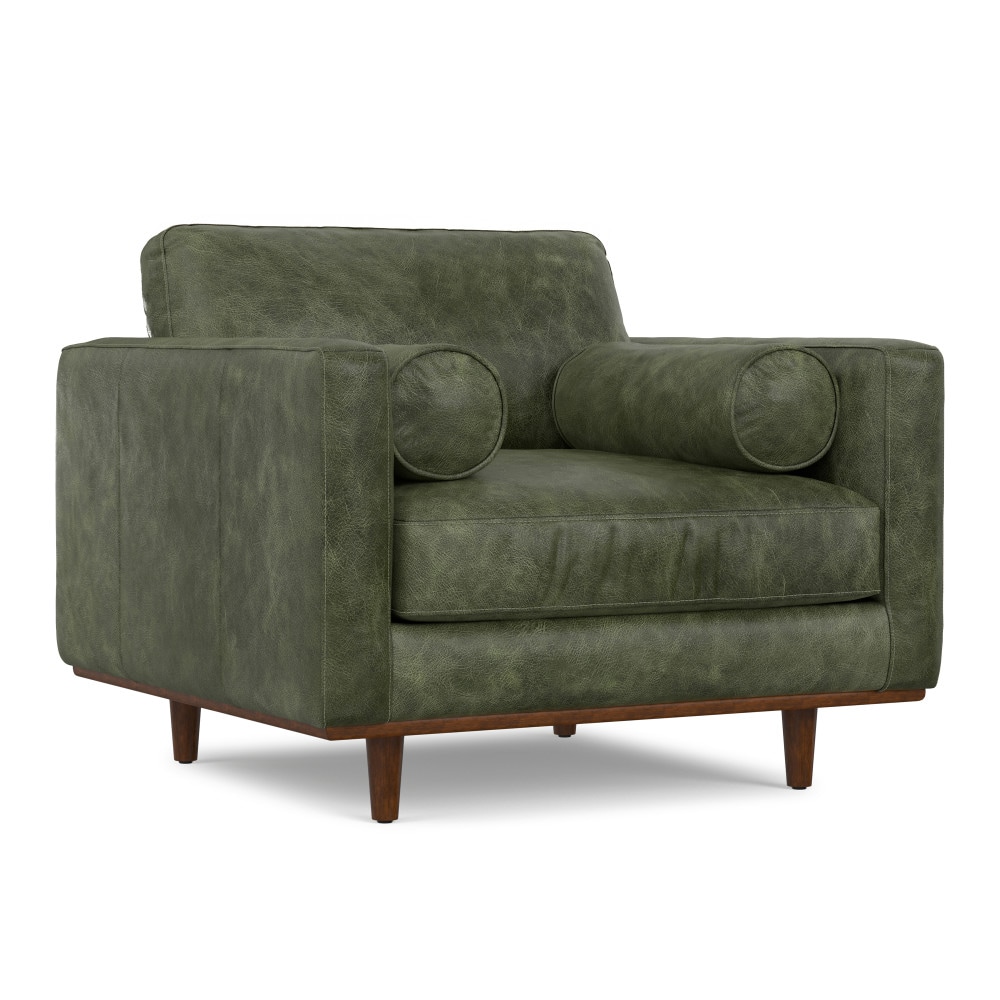 Simpli Home AXCACHMOR-MGN Morrison 45-in W Midcentury Moss Green Genuine leather 1-seater Loveseat