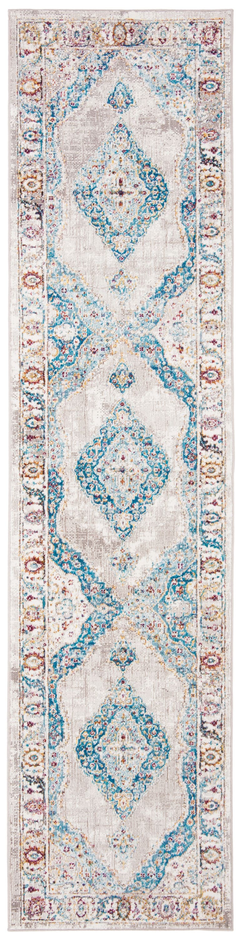 Safavieh Provance Nimes Aqua/Black Indoor Vintage Runner (Common: 2 x 8; Actual: 2-ft W x 8-ft L)