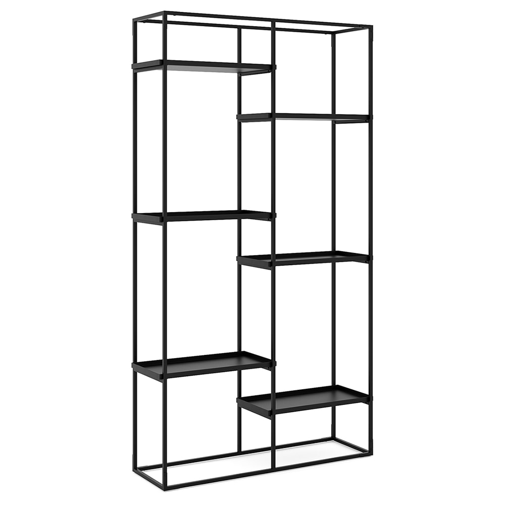 (39.37-in x the Bookcase in 6-Shelf at 74-in H D) 11.8-in Black department W Metal x Bookcases