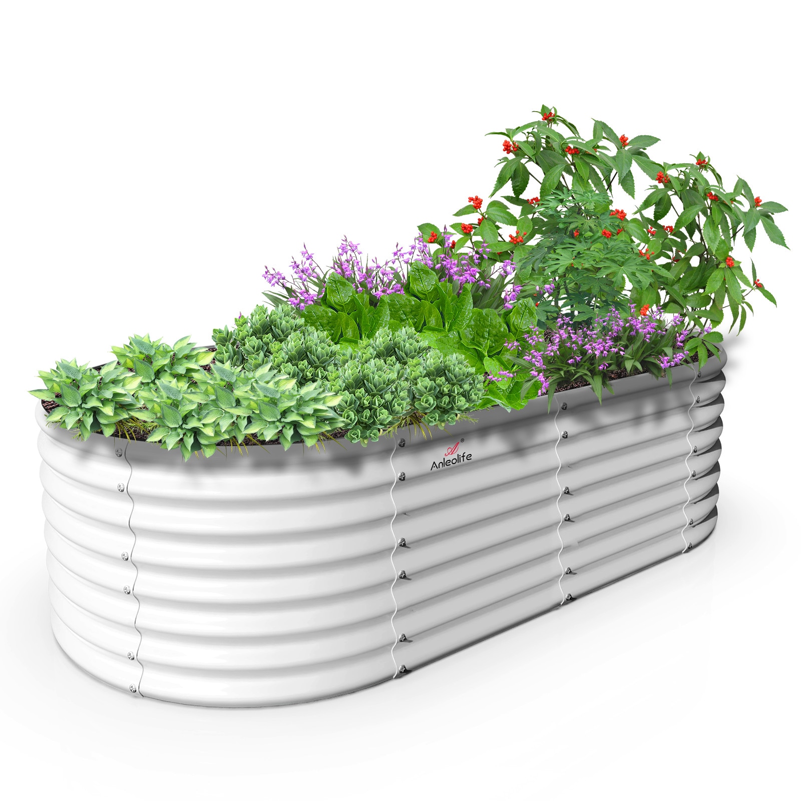 Wildaven GDMS004 31.16-cu ft 47.24-in W x 94.49-in L x 23.62-in H White Galvanized Metal Raised Garden Bed