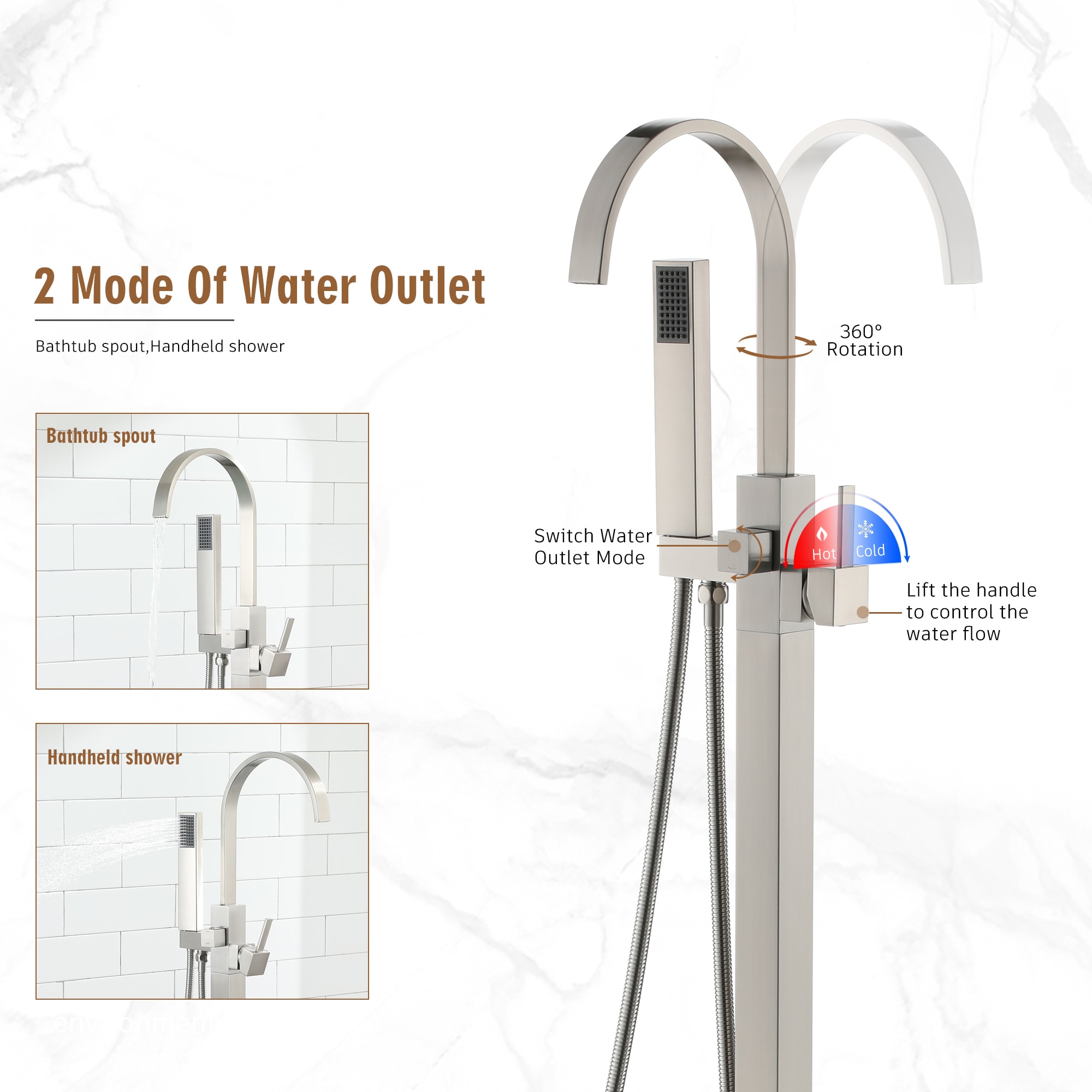 Clihome TC-228BG-BF Roman-Tub-Faucets - View #3