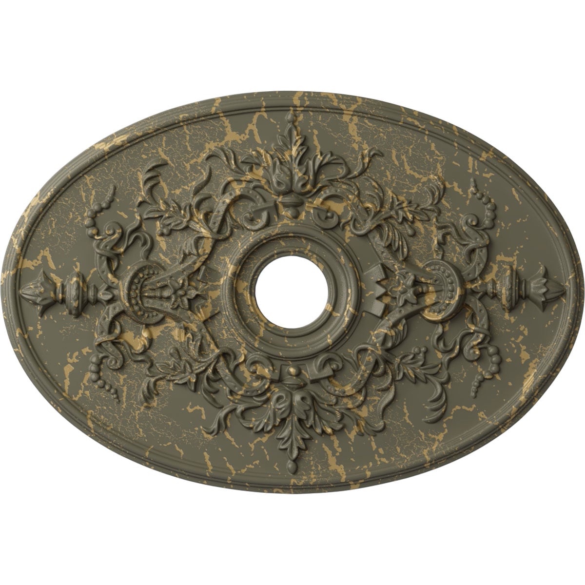 Ekena Millwork CM21X30ALWHC Alexa 21.25-in W x 30.75-in L Painted Witch Hazel Crackle Polyurethane Whole Ceiling Medallion