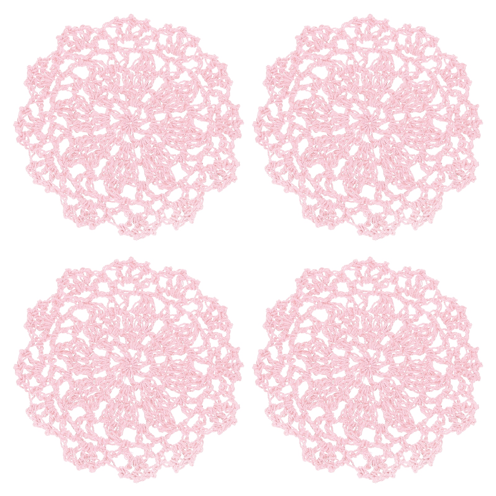 Unique Bargains Fabric Coasters 4pcs 4 Inch - Cotton Woven Crochet Doilies Lace Embroidery Cup Mat with Floral Pattern for Wedding Party Decoration (Light Pink)