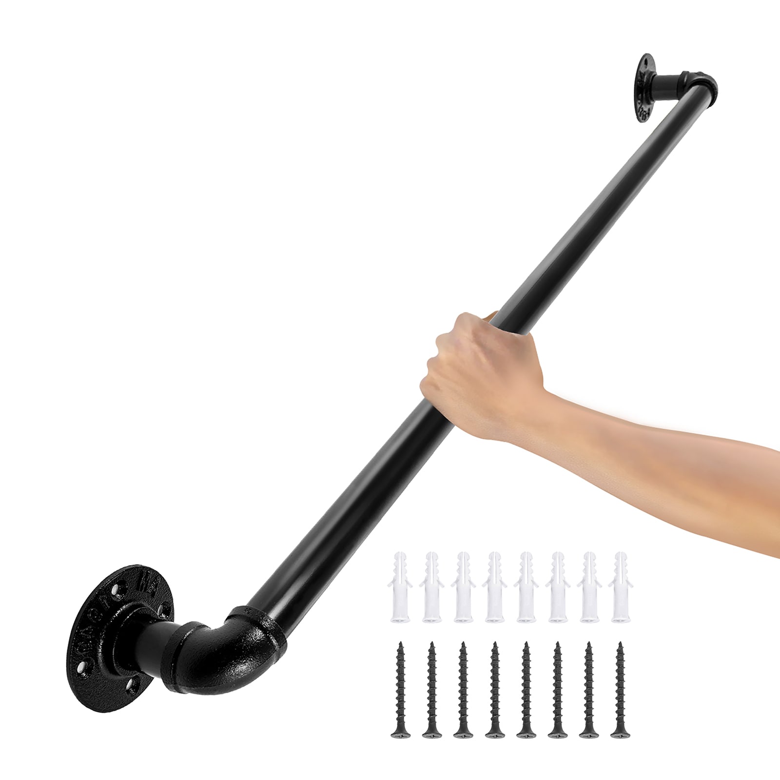 VEVOR TZBGSLTFSGYG3UX23V0 3FT Staircase Handrail 3.74-Inches x 39.4-Inches Carbon Steel Finished Stainless steel Handrail