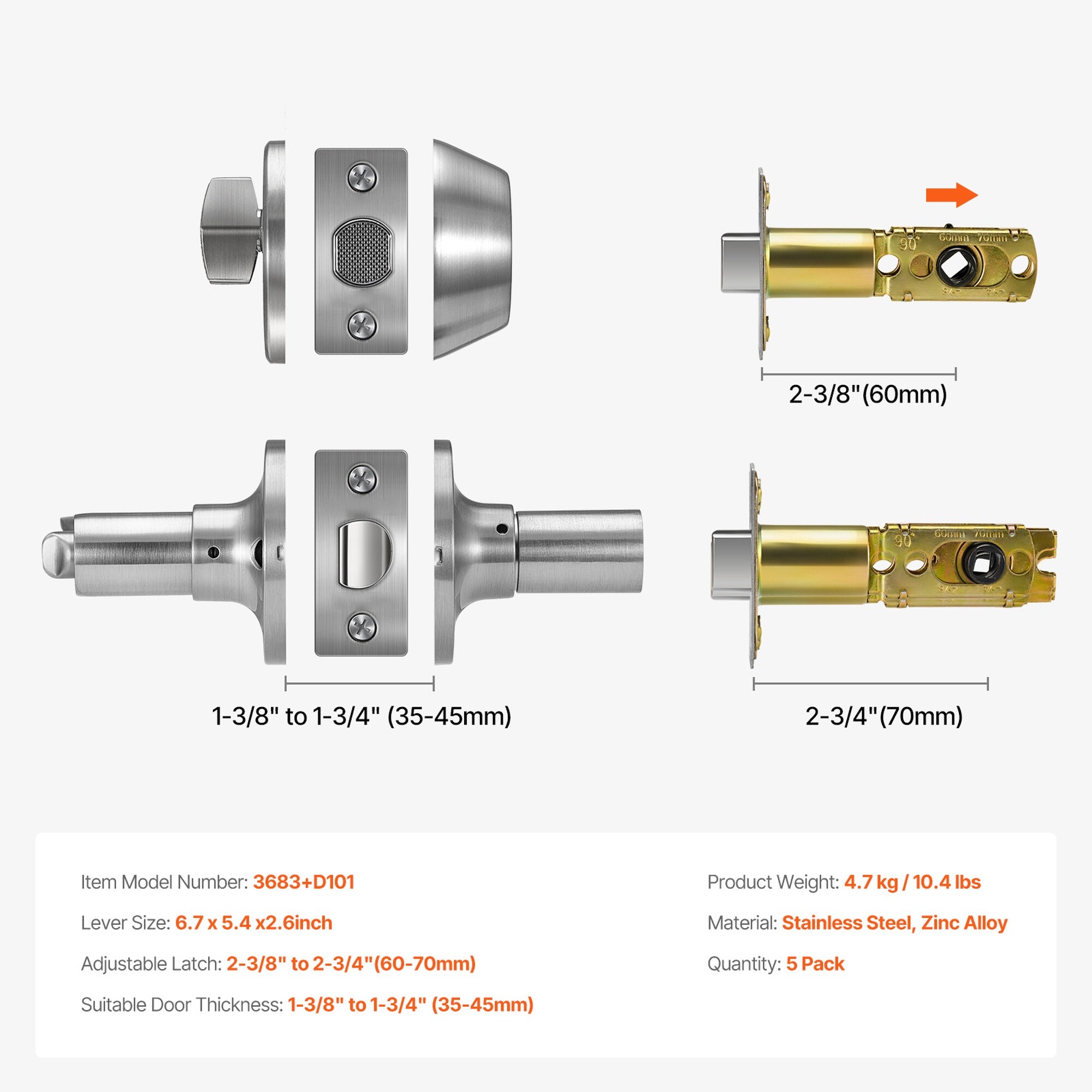 Vorene J-UERTZYOLMI4C Door-Knobs - View #6