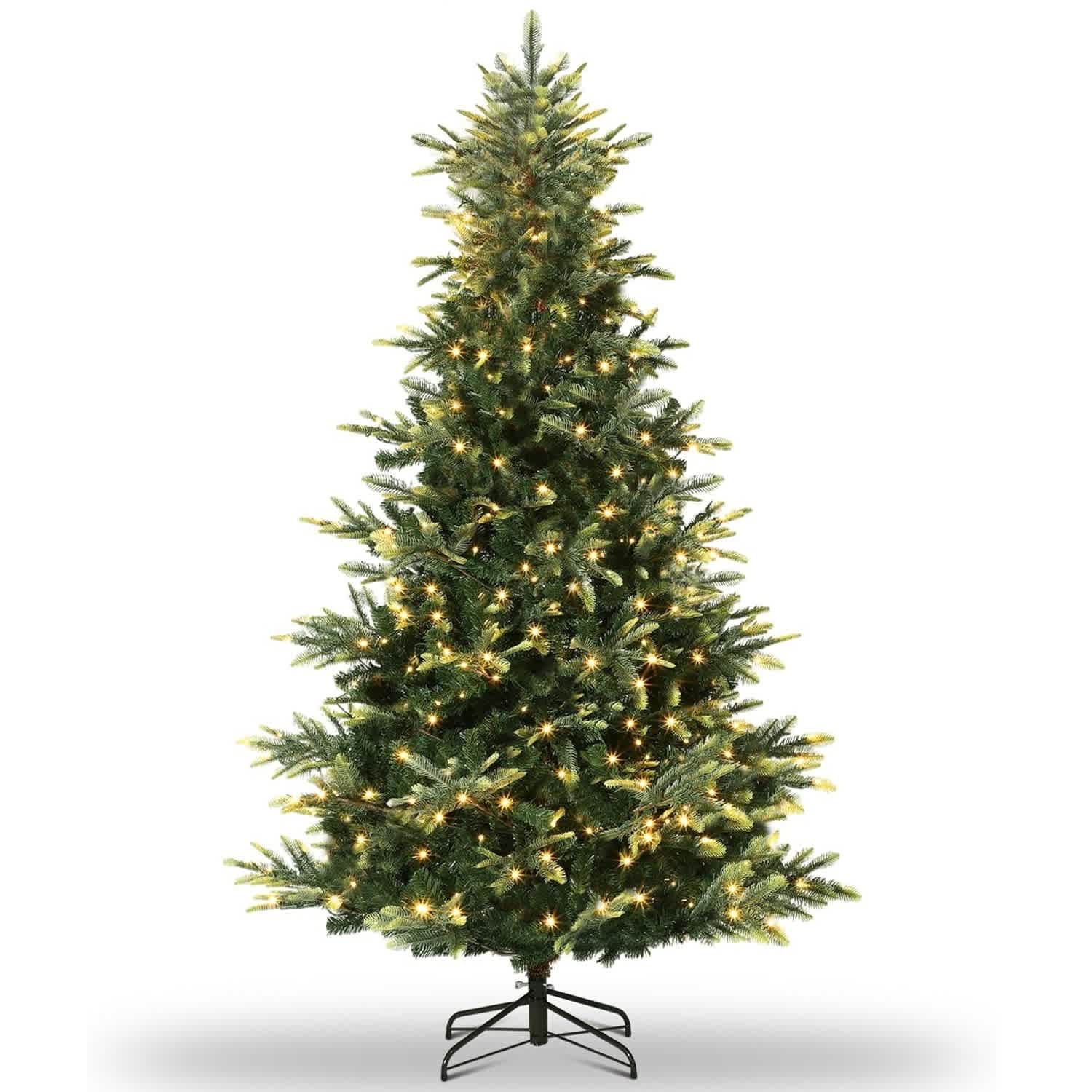 Qeetex DHZ-PHK-35HLXF4G 9 Ft Pre Lit Slim Aspen Fir Artificial Christmas Tree 700 UL Clear Lights Metal Stand 5 Yr Warranty