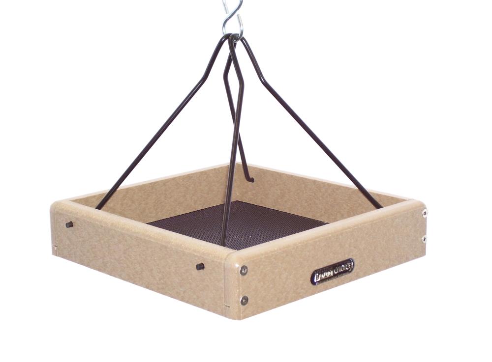 BIRDS CHOICE SNHPF125 Hanging Tan Recycled Poly-lumber Hanging Platform Bird Feeder- 2-lb Capacity