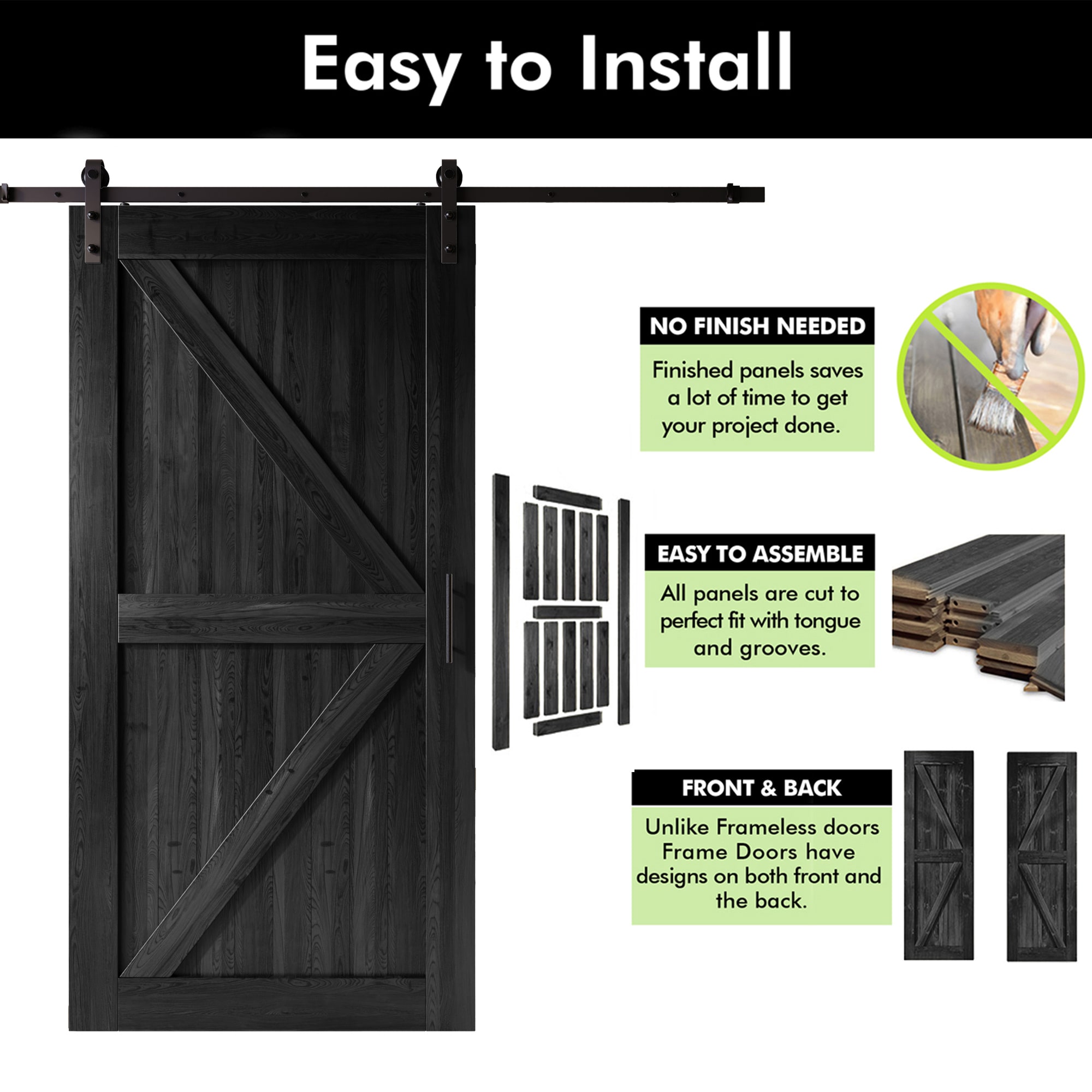 HOMACER YT2TGH216C-4896-K-BK Barn-Doors - View #3