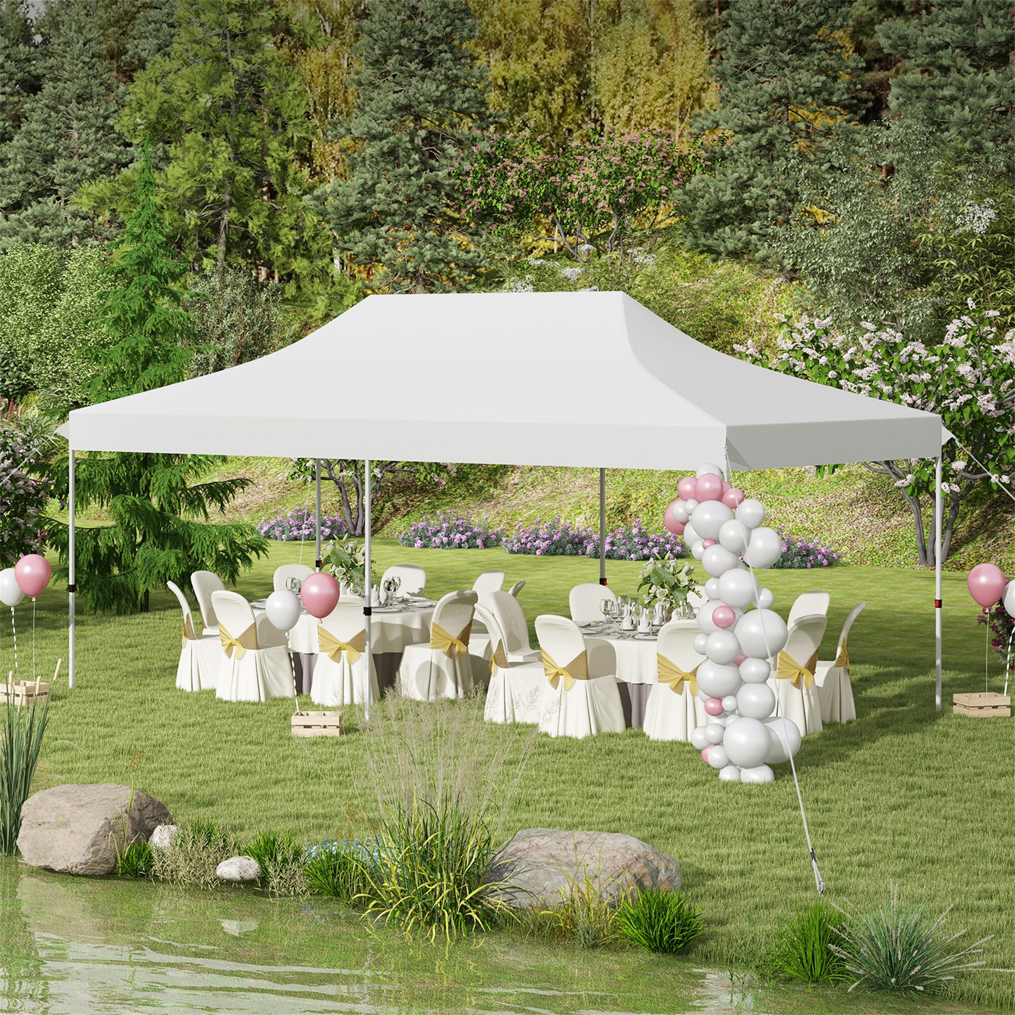 BABOOM BOM-1460WH0-CO 20-ft x 10-ft Rectangle White Party canopy
