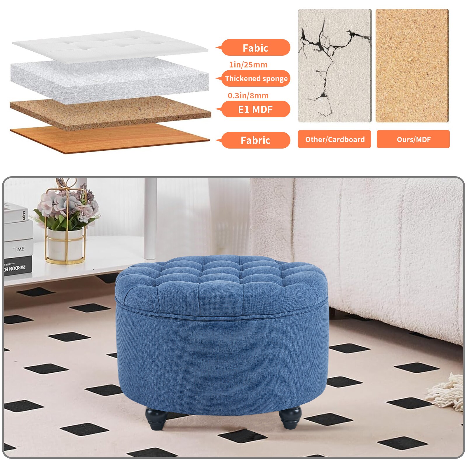 BWE A-9STOOL-03-DBE Indoor-Ottomans - View #3