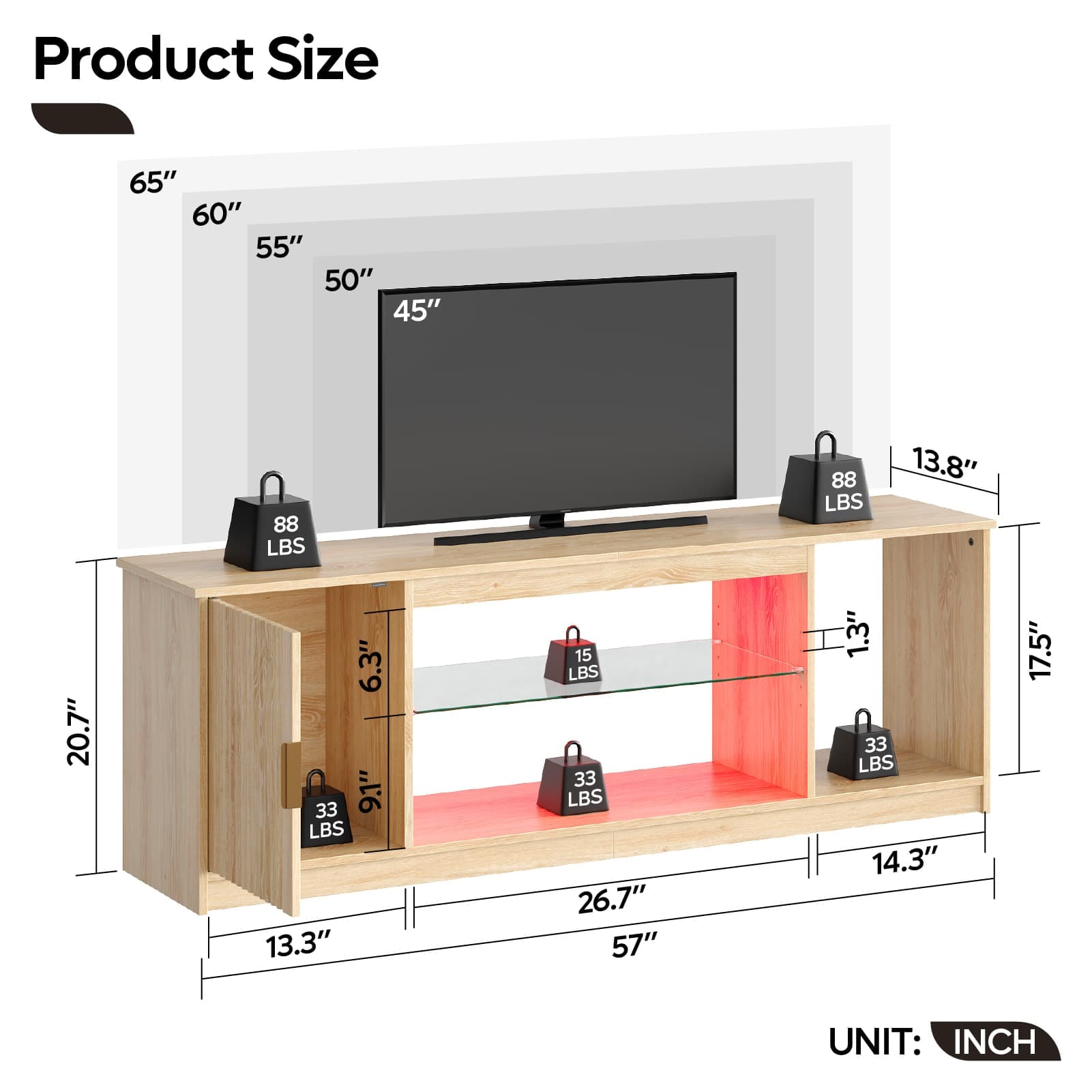 Bestier LOW-L101615C-LOG Tv-Stands - View #3