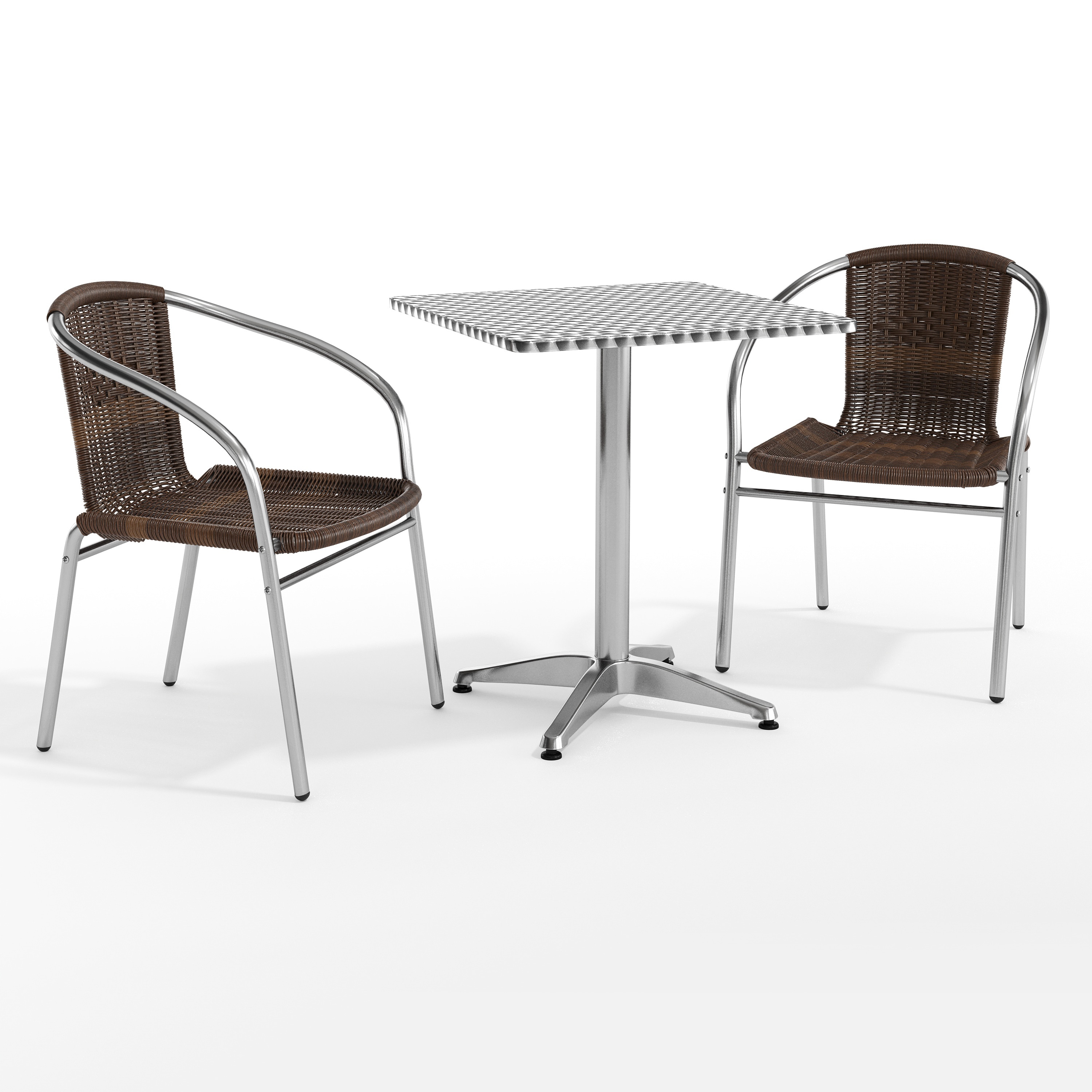 Flash Furniture - Lila 23.5-in Square Aluminum Indoor-Outdoor Table Set with 2 Dark Brown Rattan ...