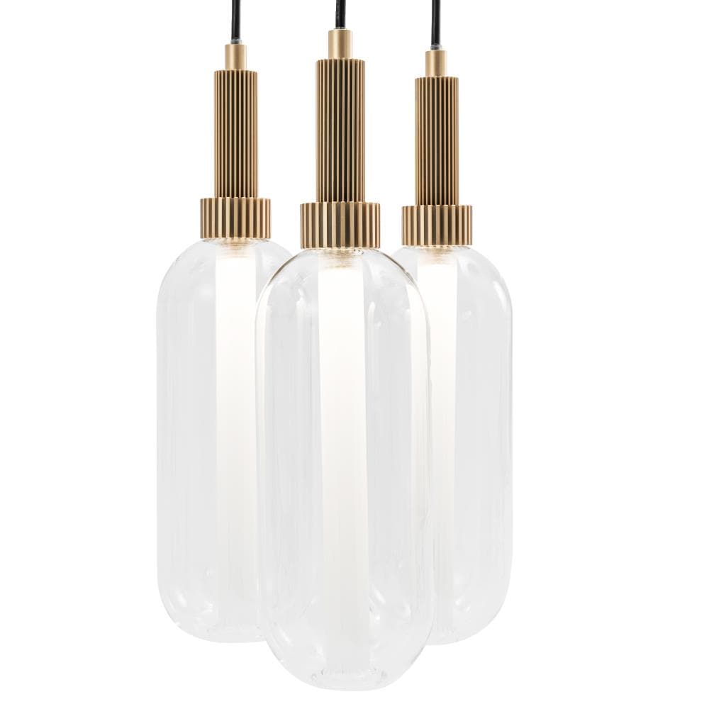 VidaLite 3-Light Gold Modern/Contemporary Clear Glass Cylinder LED ...