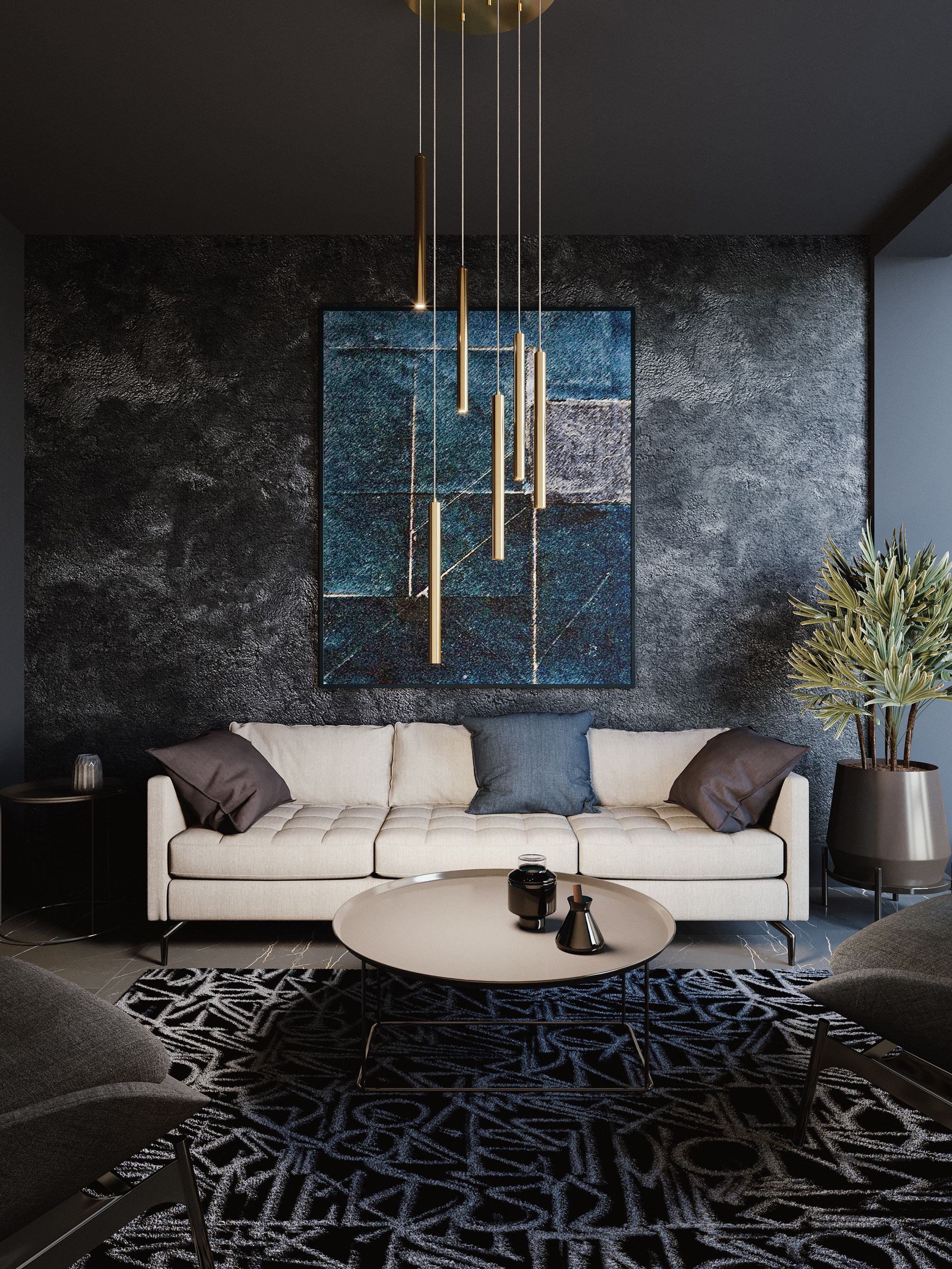 AFX ELIP01L30UDBKRND6 Eli 6 -Light Black Transitional Cylinder Integrated LED Small Hanging Pendant light