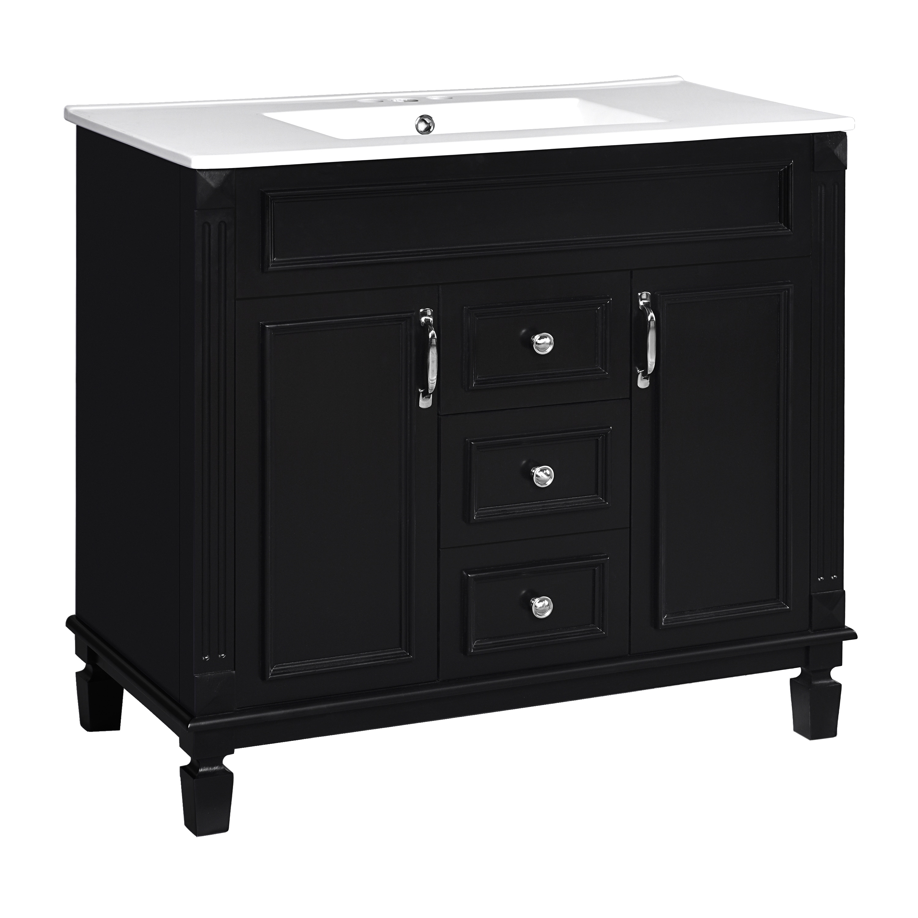 BEARSOLIM 36-in Bathroom Vanity with Ceramic Sink 2 Soft Closing Doors Modern Bathroom Storage Cabinet #DJYC-N710P415327K