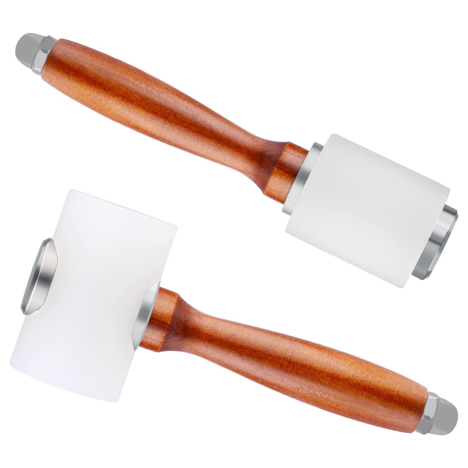 KIWDZFU Leather Carving Hammer Set Two Pieces Nylon Head Wooden Handle Mallet for DIY Leather Craft Stamping and Punching Tools #LKI0820A440