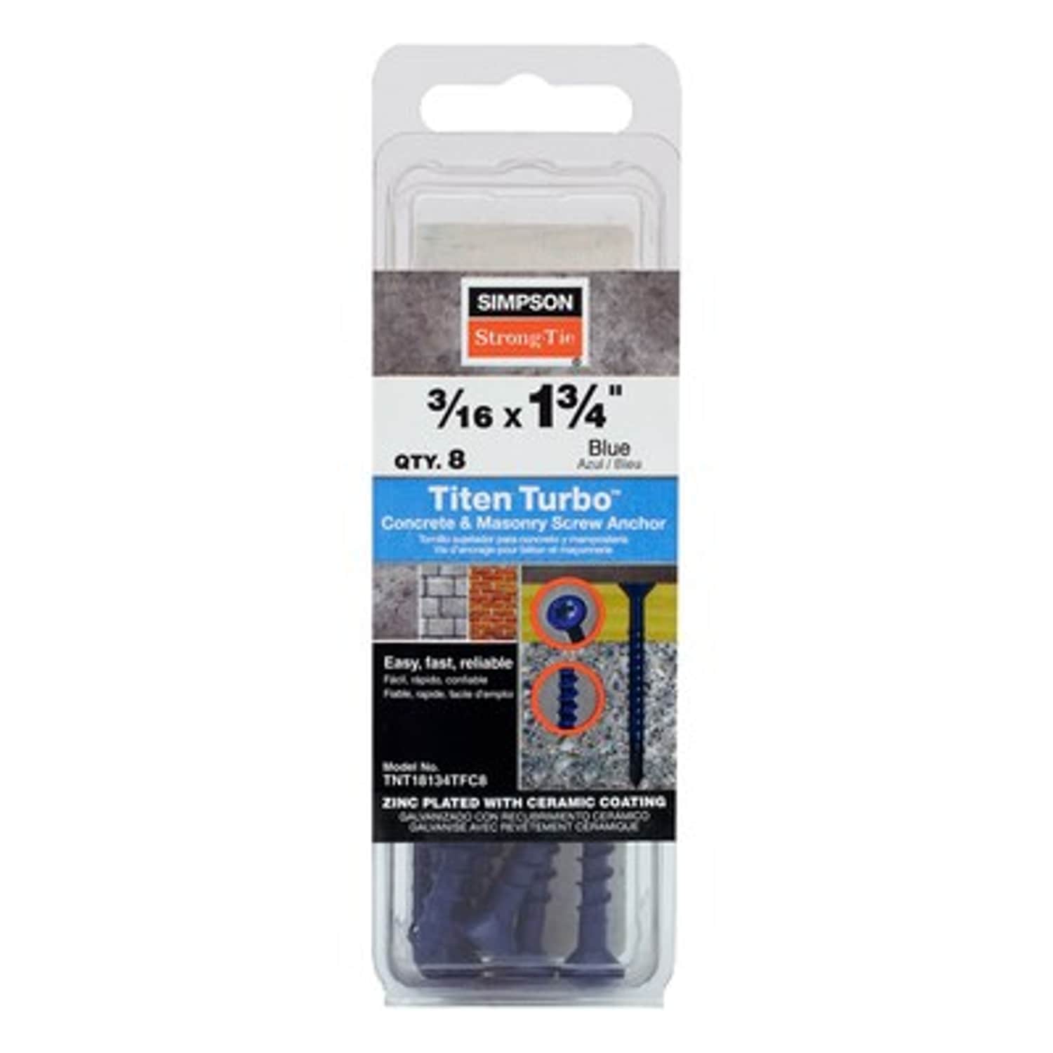 Simpson Strong-Tie 3/16-in x 1-3/4-in Concrete Screw Anchors 8-Pack