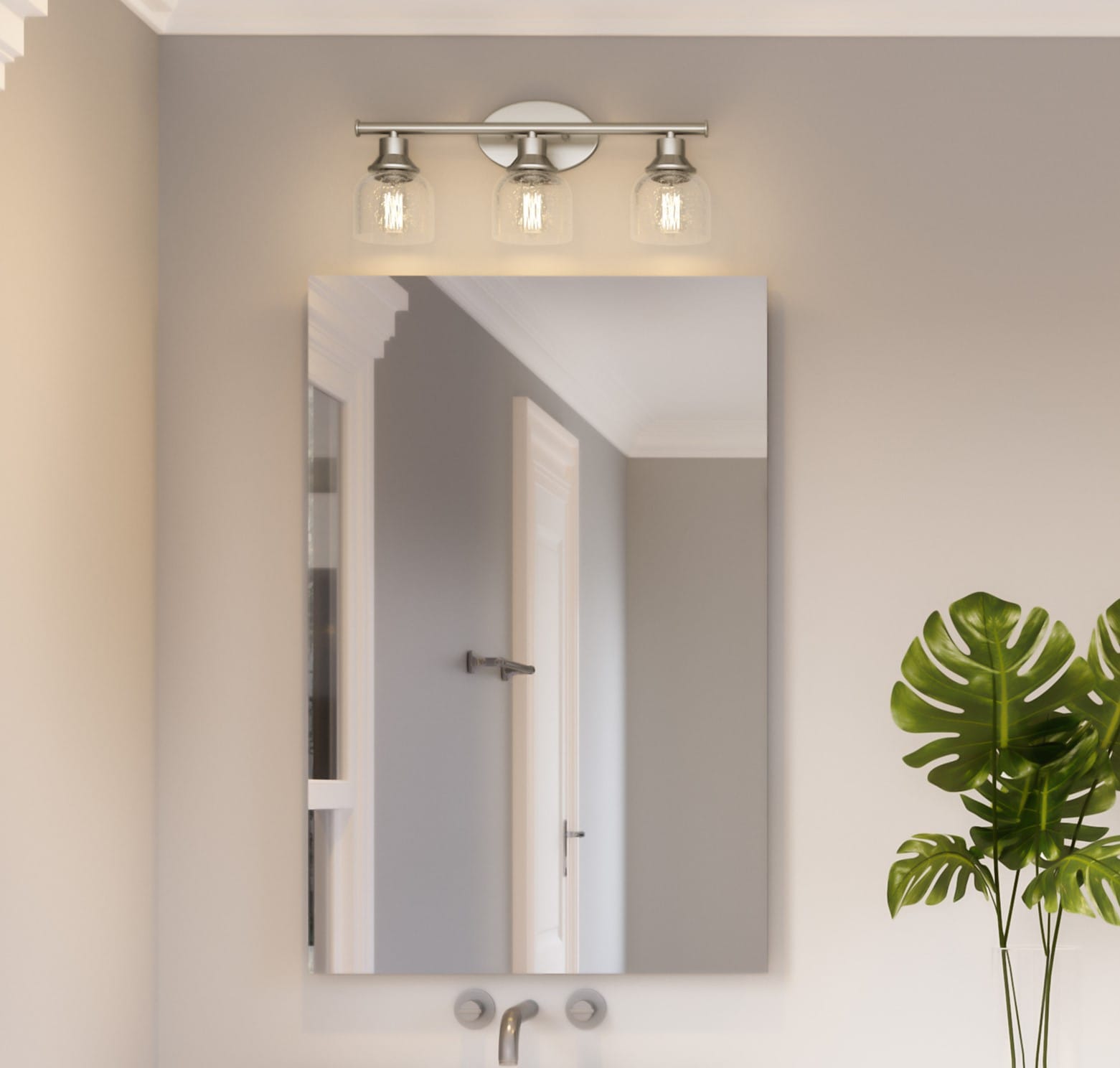 Quoizel CVL8622BN Caverly 22.25-in 3-Light Brushed Nickel Transitional Vanity Light