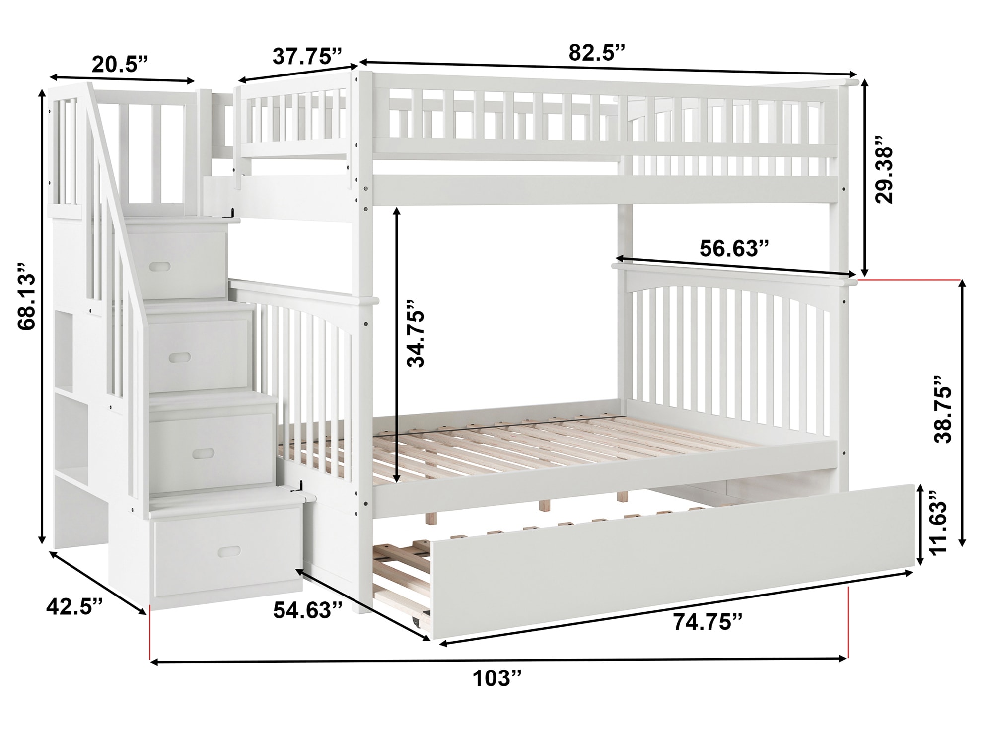 AFI Furnishings Columbia White Full Over Full Bunk Bed in the Bunk Beds ...