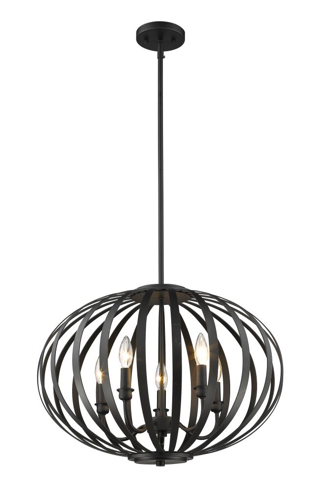 Bronze Drum 5-Light Pendant with Steel Frame